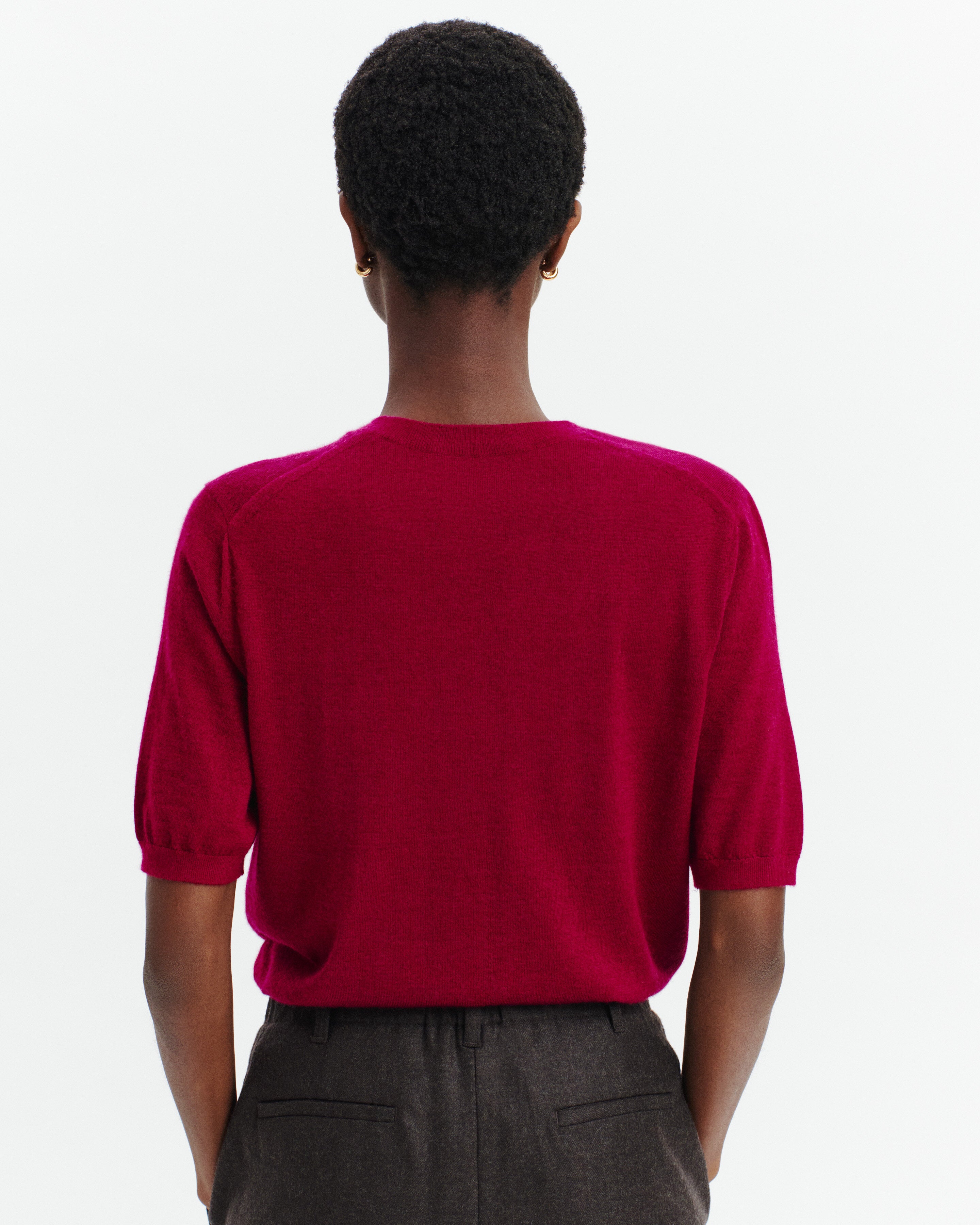 Pull manches courtes Fiona-POURPRE-100% cachemire