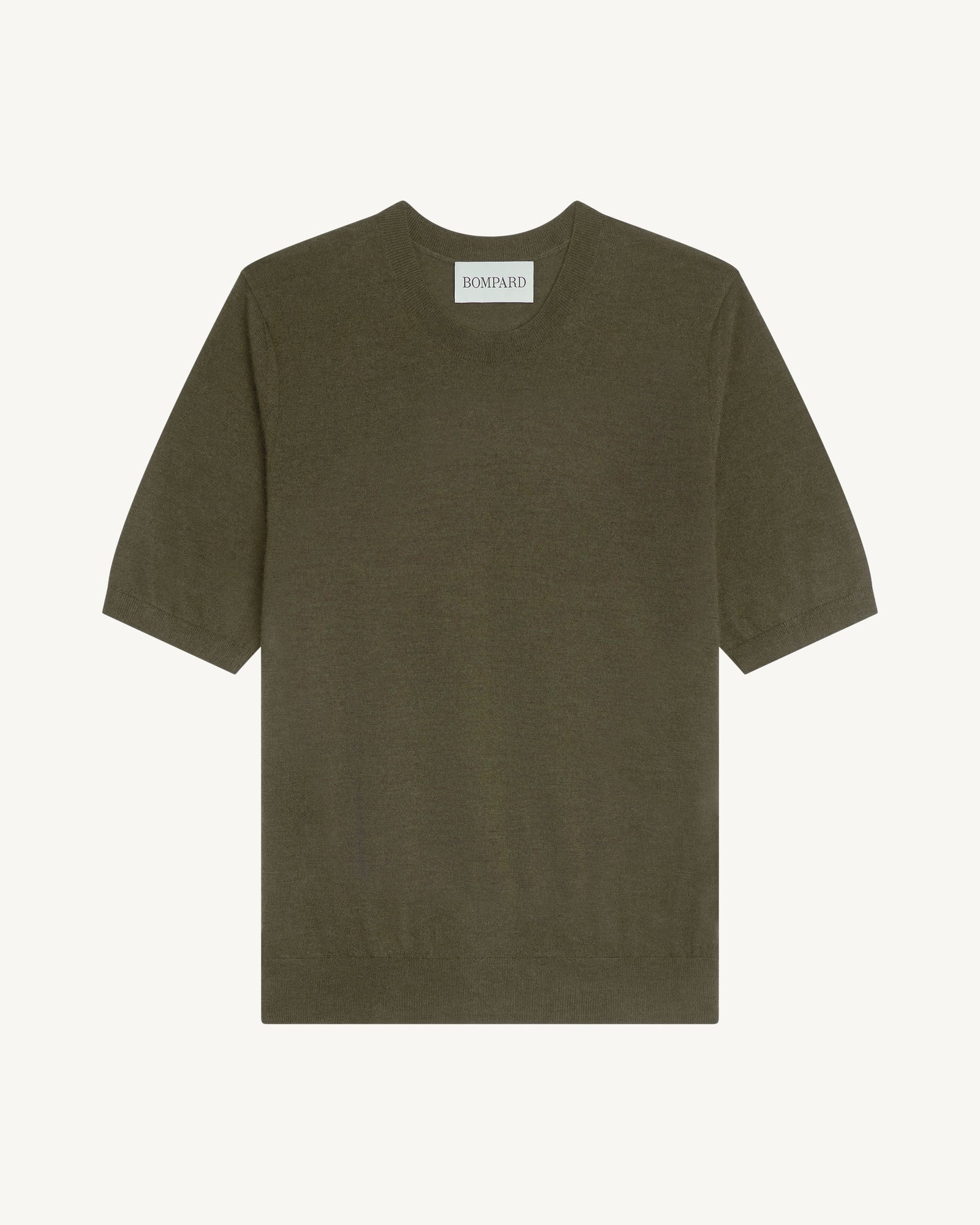 Pull manches courtes Fiona-KAKI KOMBU-100% cachemire