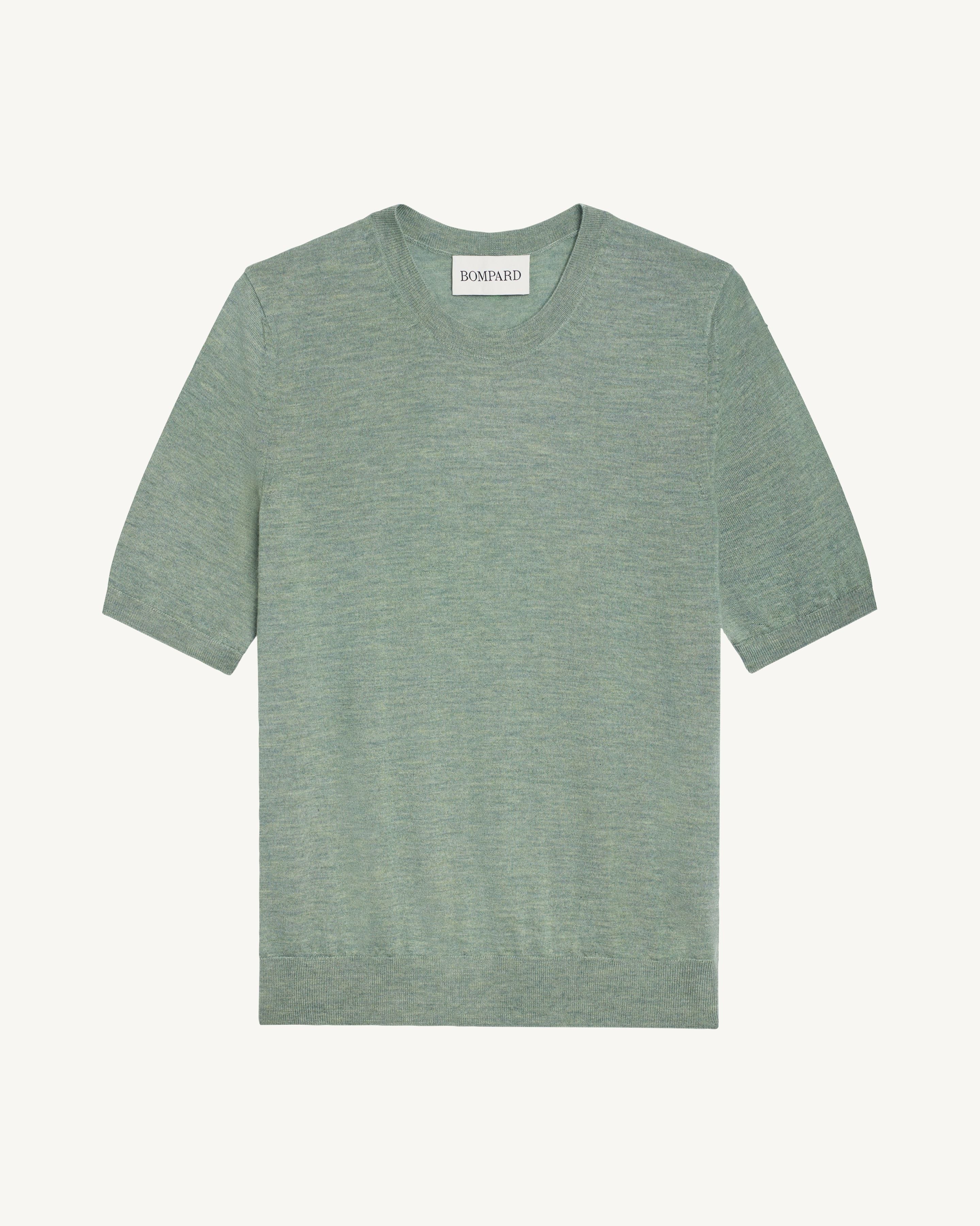 Pull manches courtes Fiona-VERT DE GRIS-100% cachemire