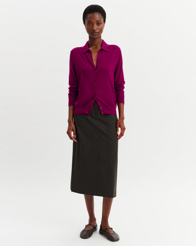 Cardigan col polo Fanette-POURPRE-100% cachemire