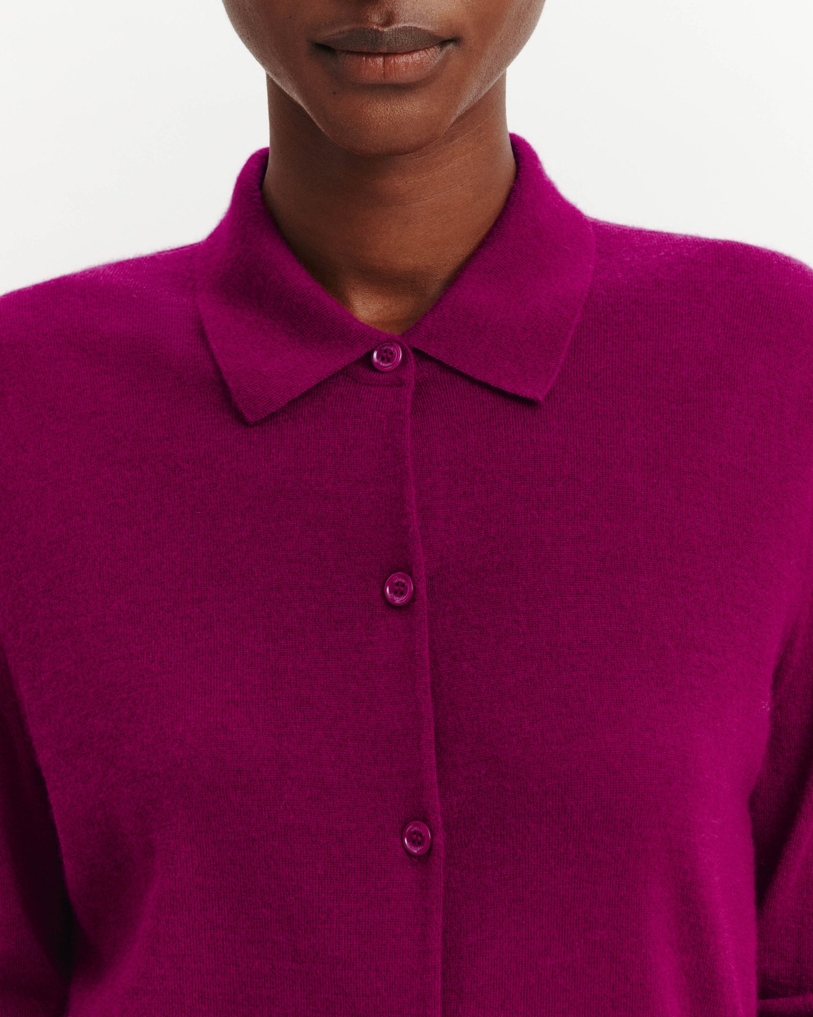 Cardigan col polo Fanette-POURPRE-100% cachemire