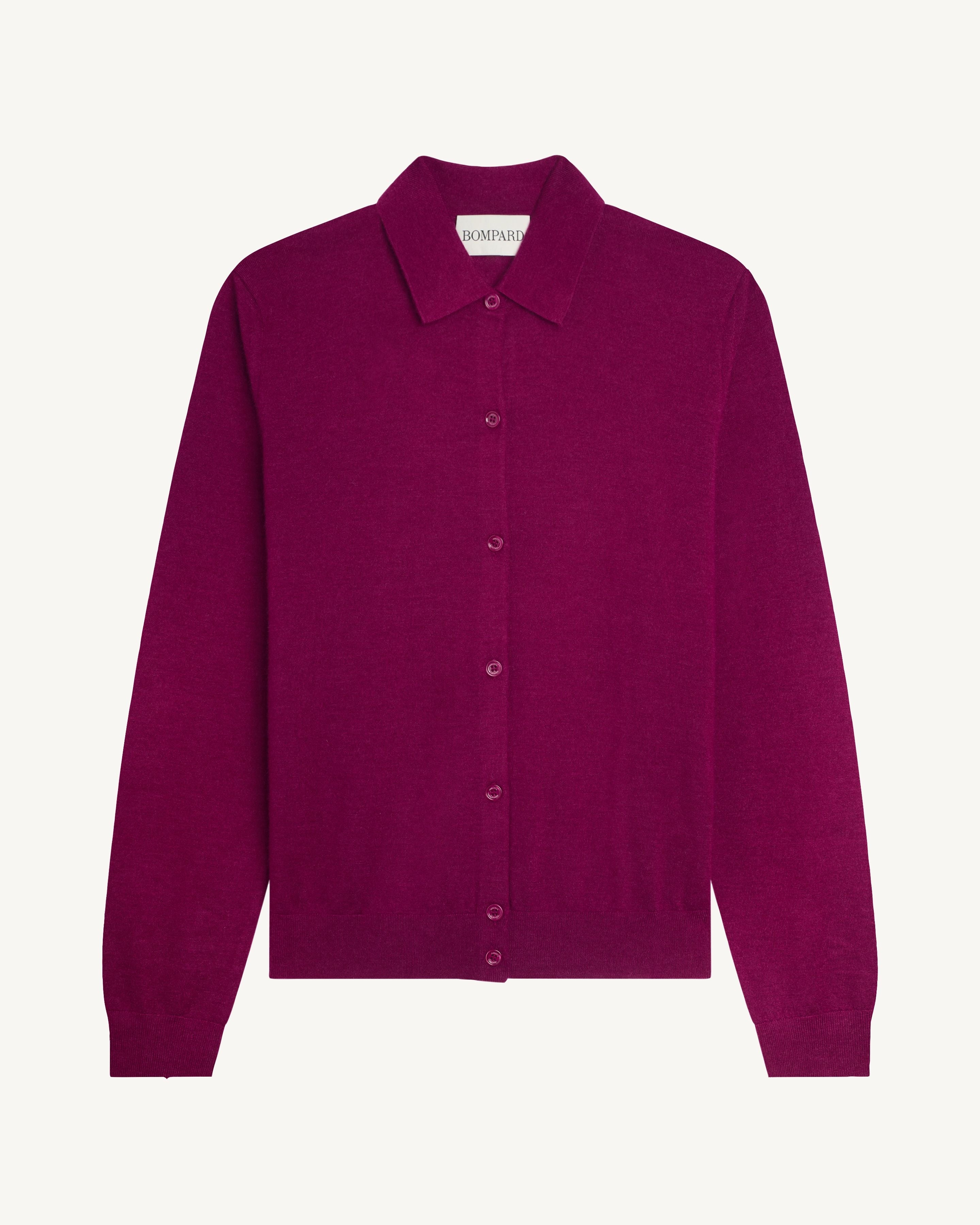 Cardigan col polo Fanette-POURPRE-100% cachemire