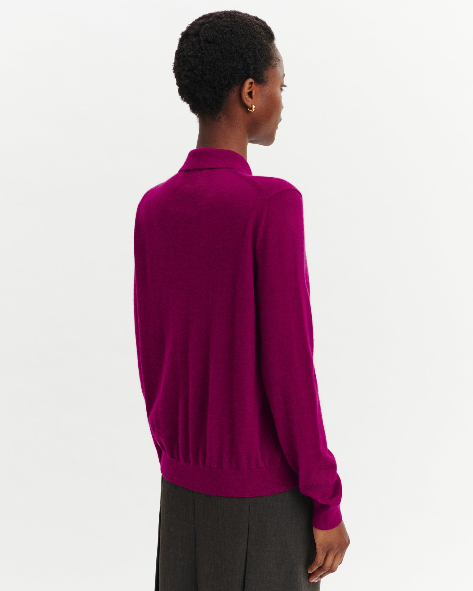 Cardigan col polo Fanette-POURPRE-100% cachemire