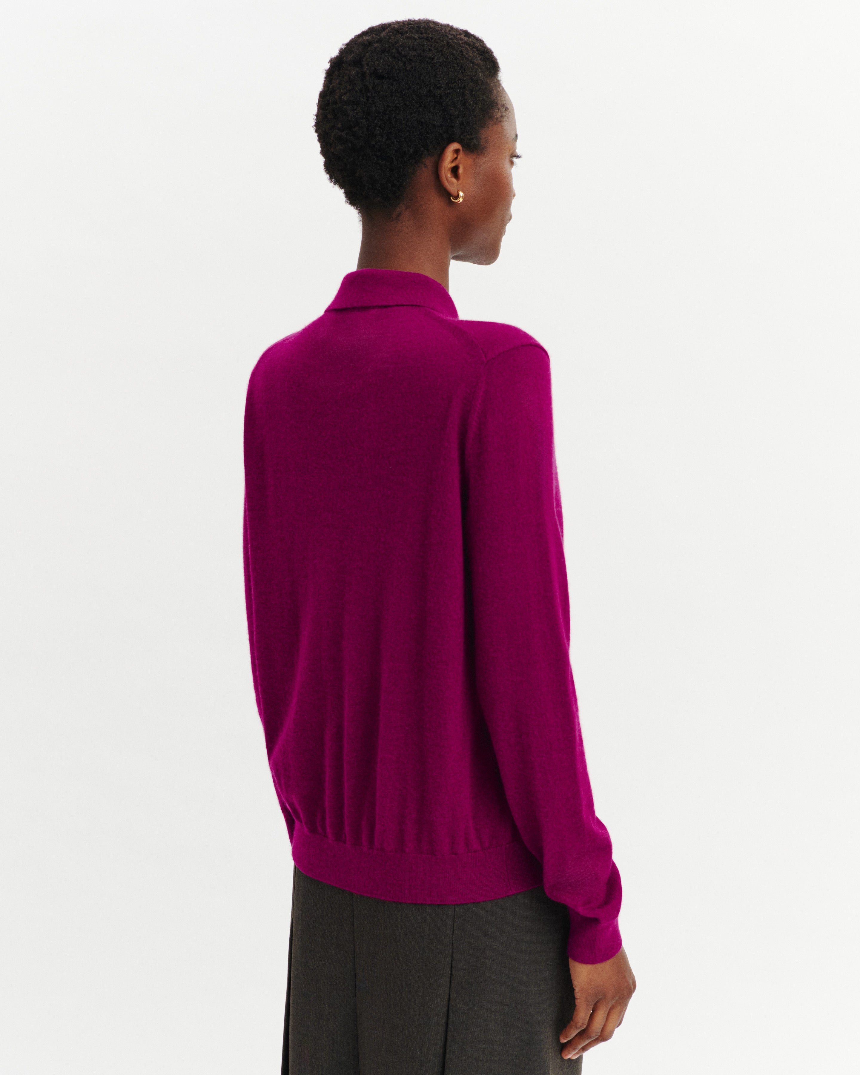 Cardigan col polo Fanette-POURPRE-100% cachemire