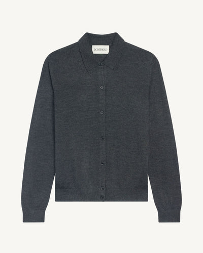 Cardigan col polo Fanette-CHARBON-100% cachemire