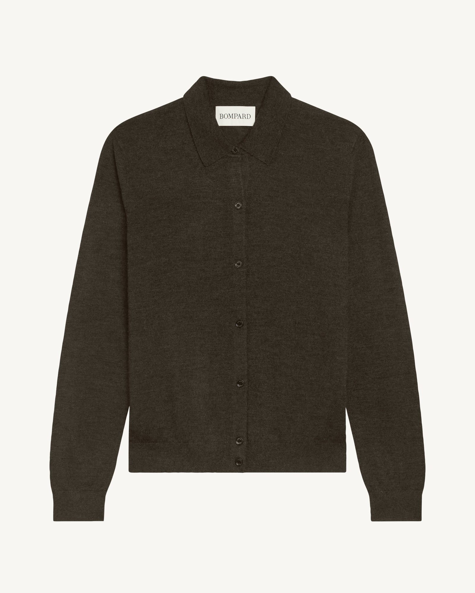 Cardigan col polo Fanette-KAKI KOMBU-100% cachemire