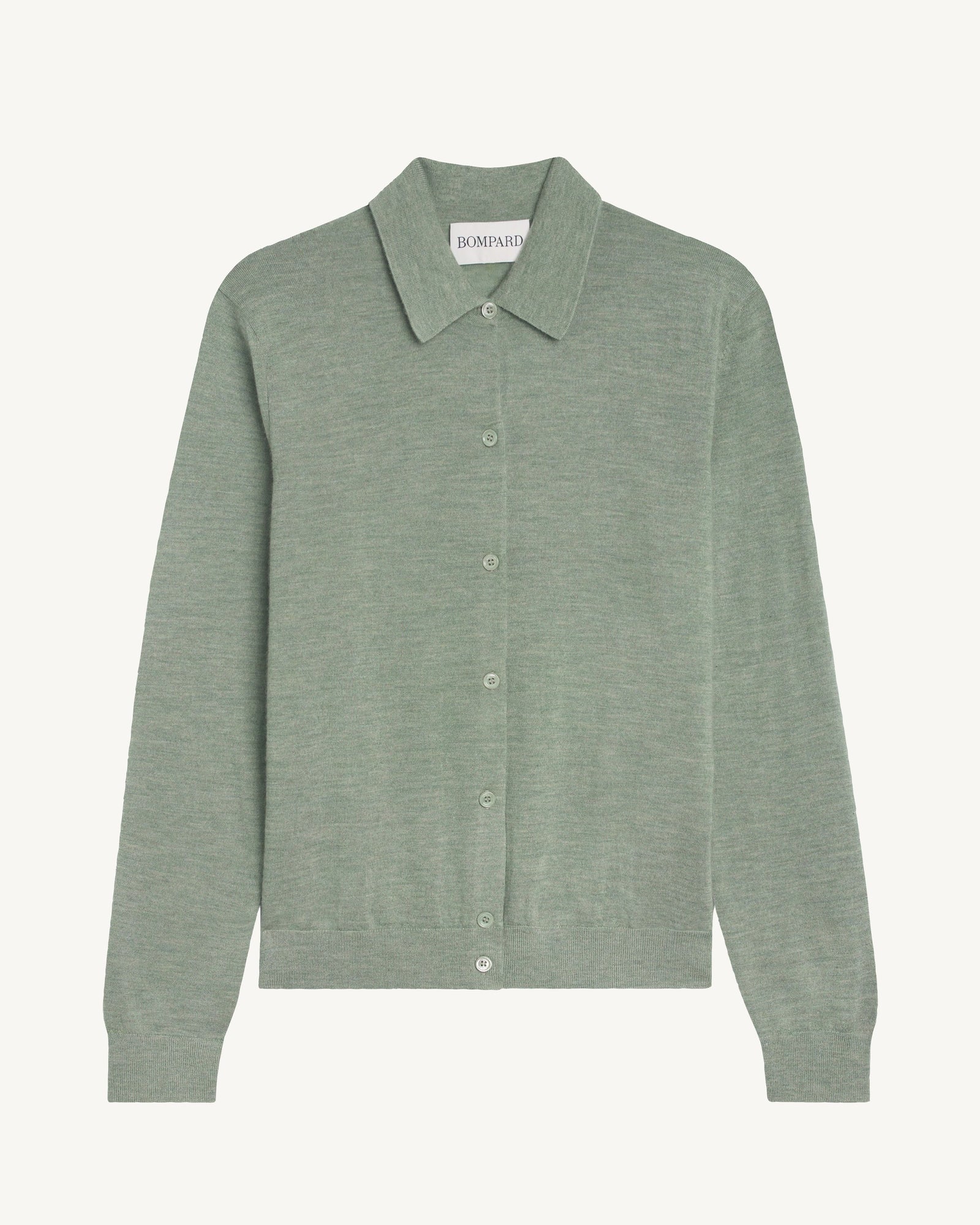 Cardigan col polo Fanette-VERT DE GRIS-100% cachemire