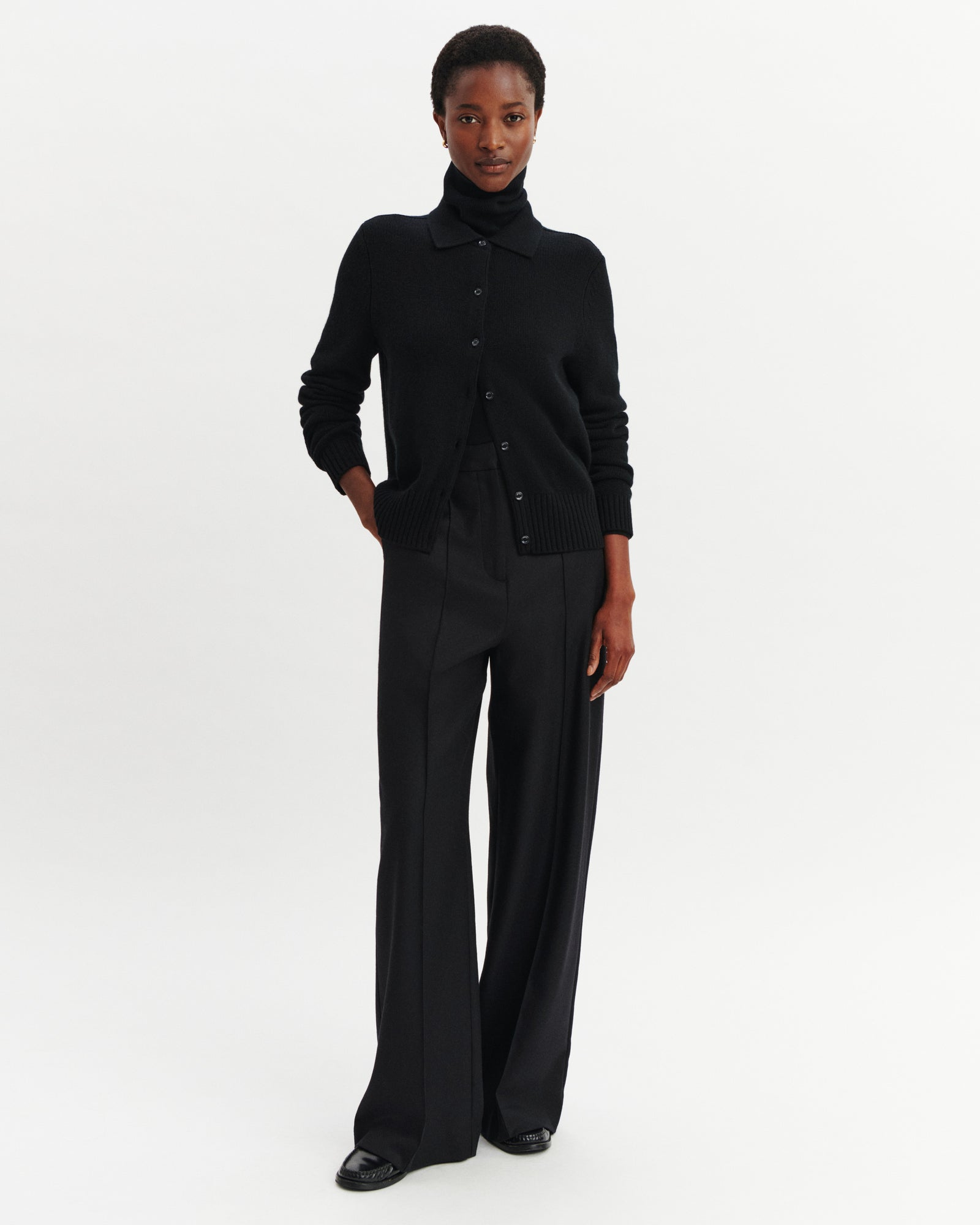 Cardigan col polo Lison-NOIR-100% cachemire