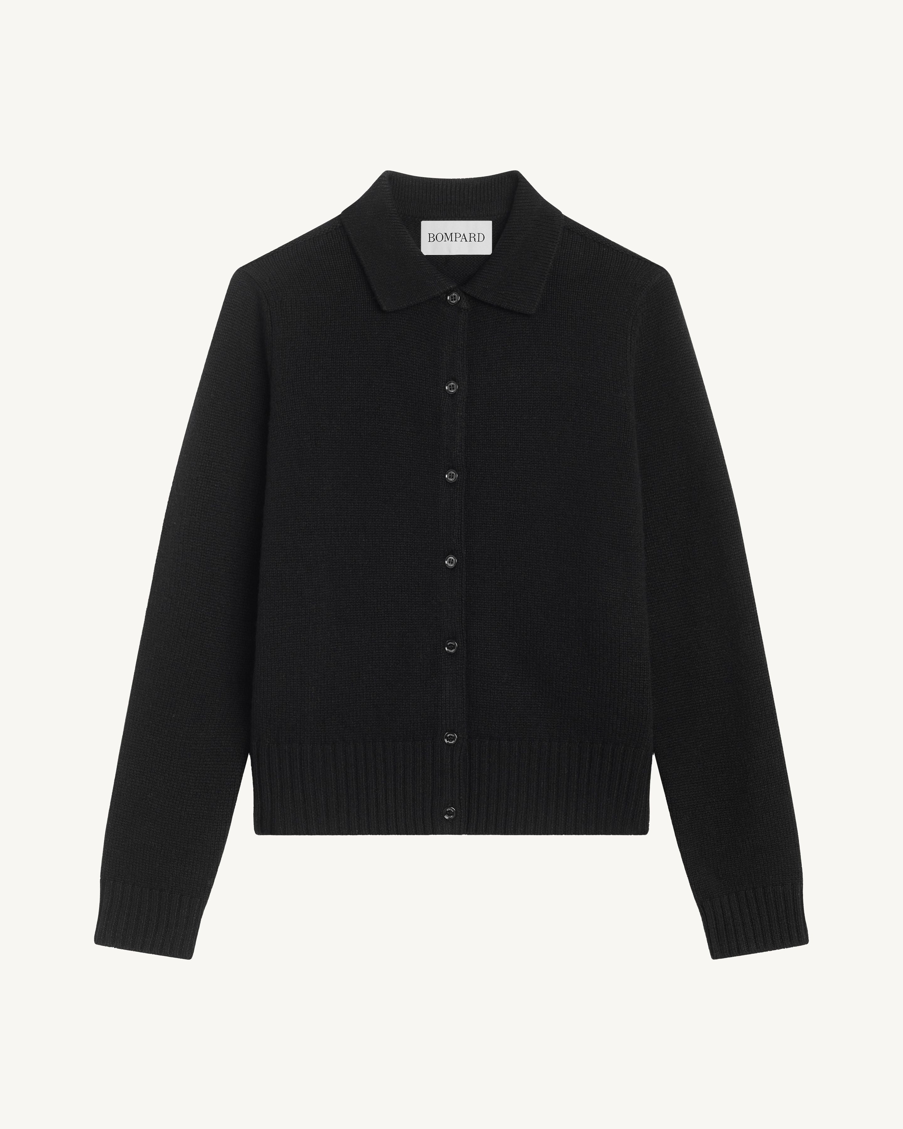 Cardigan col polo Lison-NOIR-100% cachemire