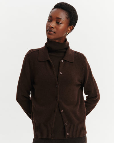 Cardigan col polo Lison-CHOCOLAT-100% cachemire