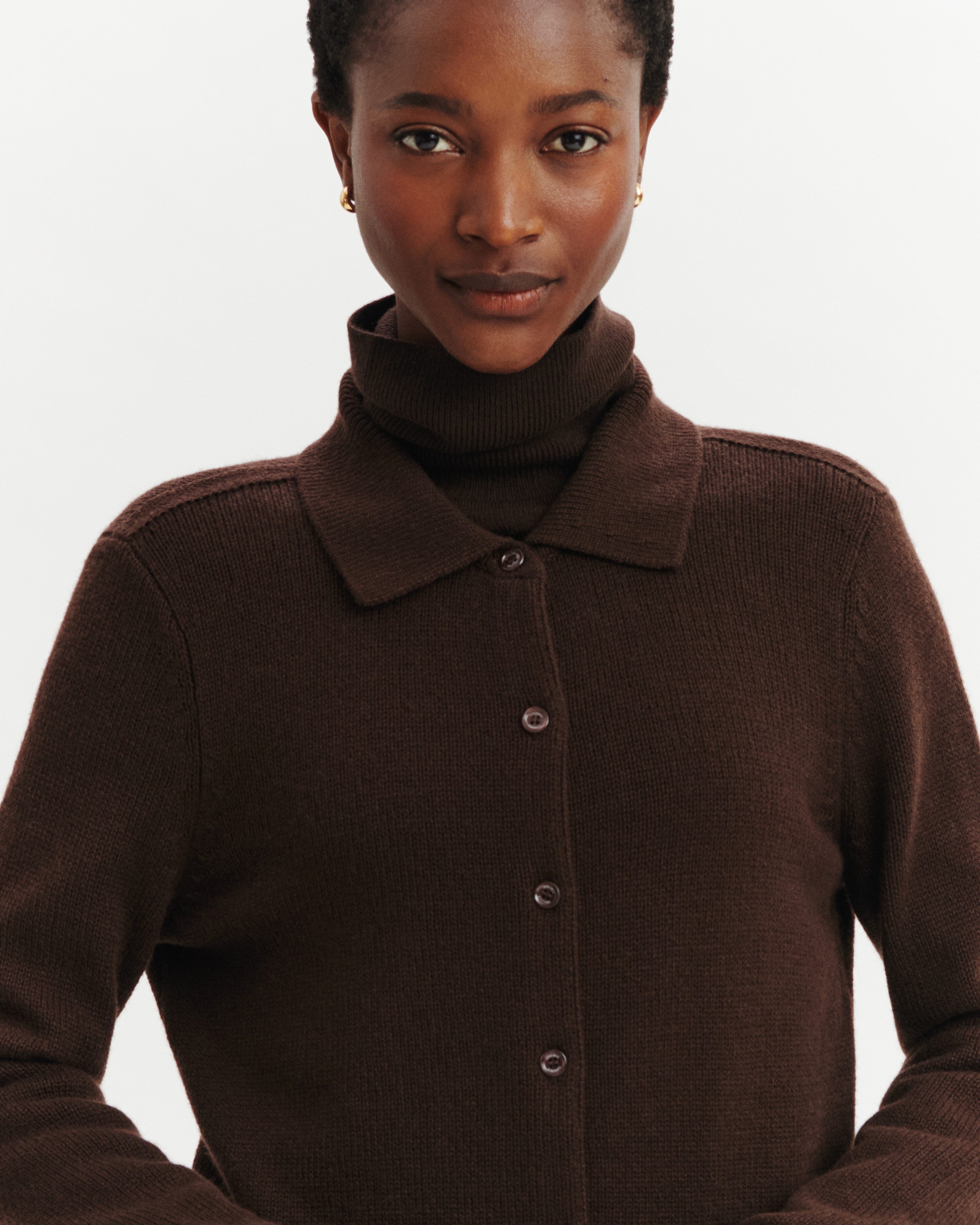Cardigan col polo Lison-CHOCOLAT-100% cachemire
