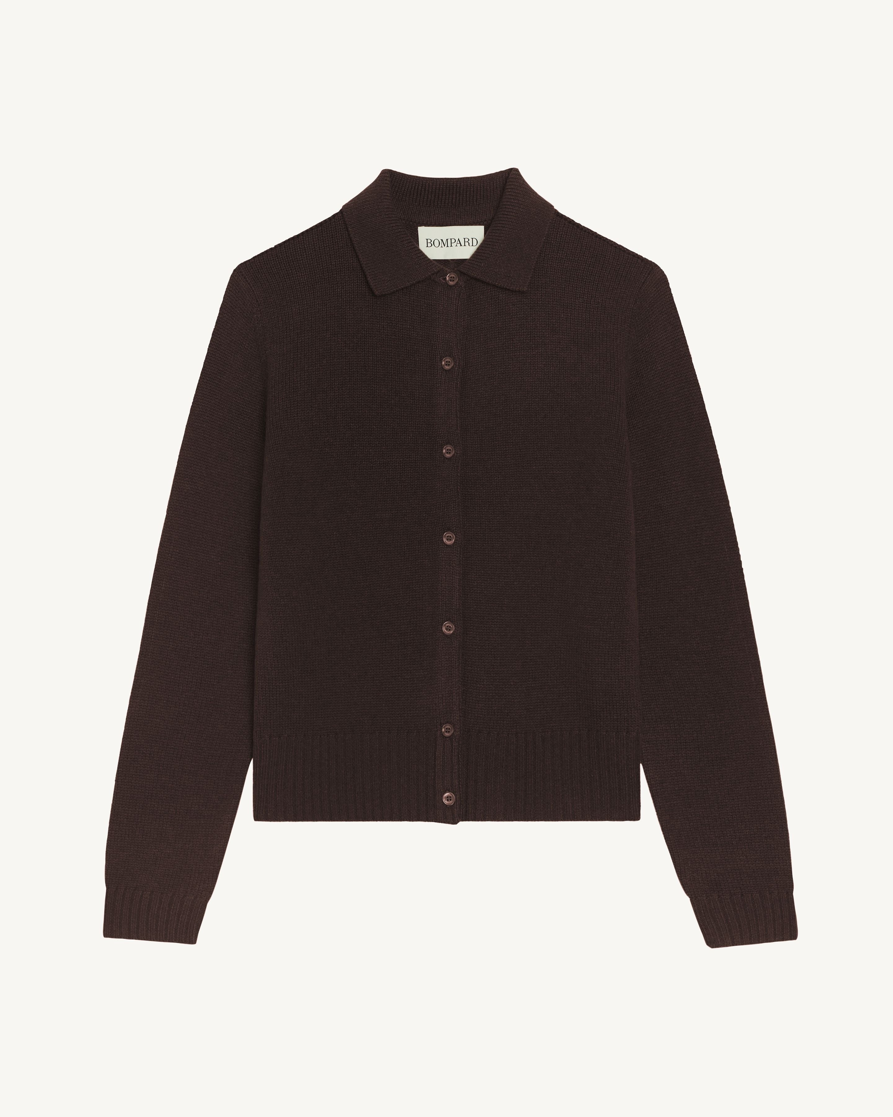 Cardigan col polo Lison-CHOCOLAT-100% cachemire