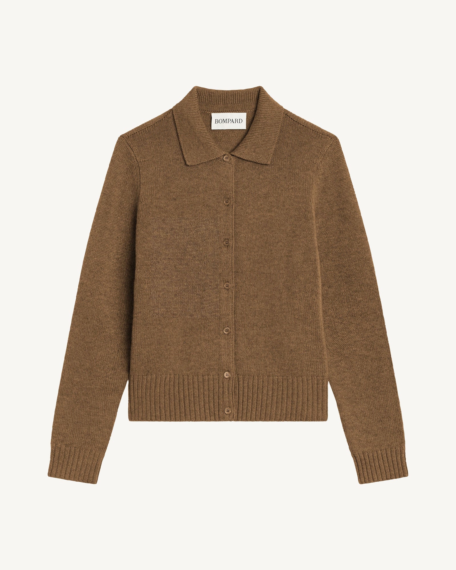 Cardigan col polo Lison-NOISETTE-100% cachemire