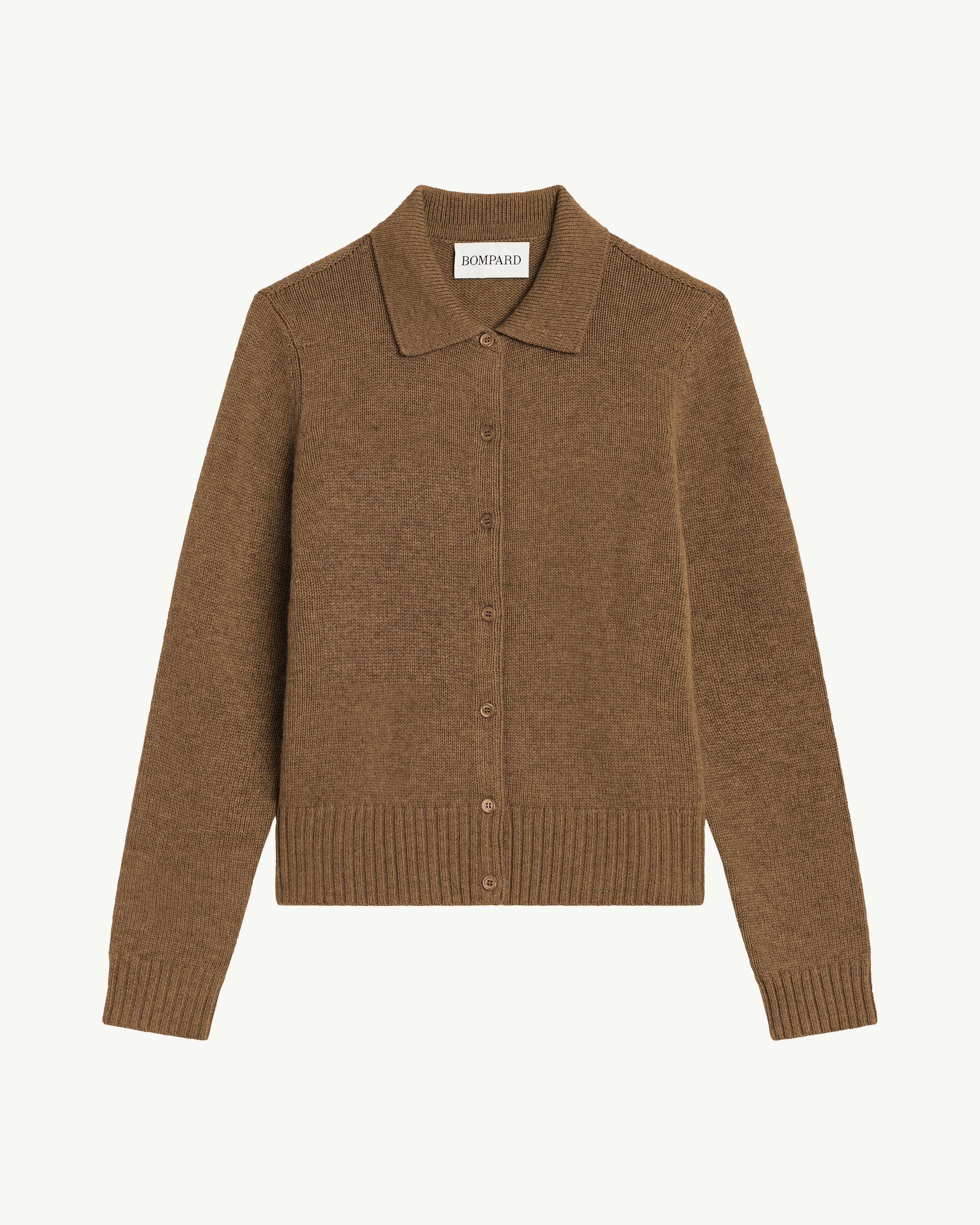 Cardigan col polo Lison-NOISETTE-100% cachemire