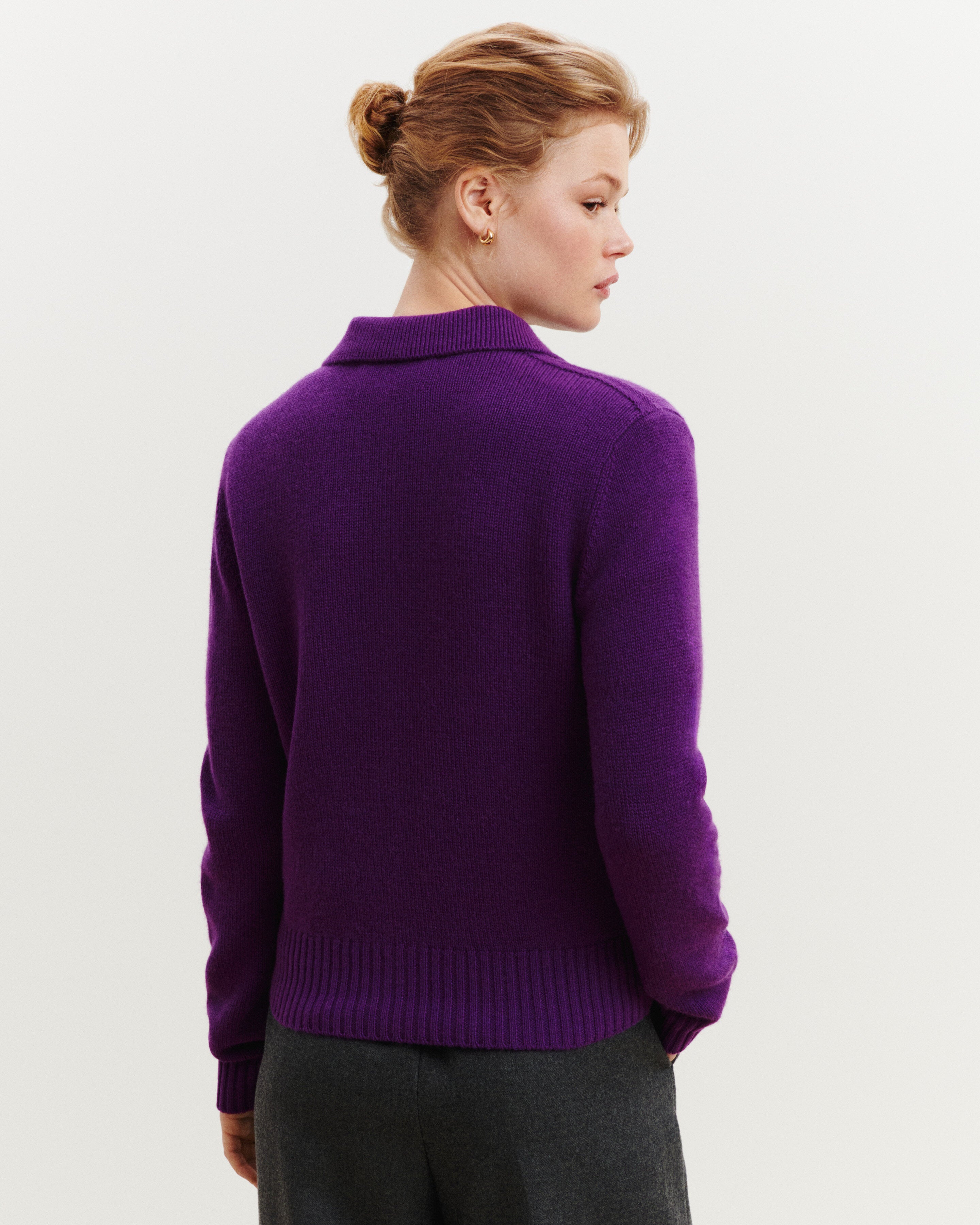 Lison polo neck cardigan in Cashmere Women cyclamen | Eric Bompard