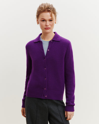 Cardigan col polo Lison-CYCLAMEN-100% cachemire