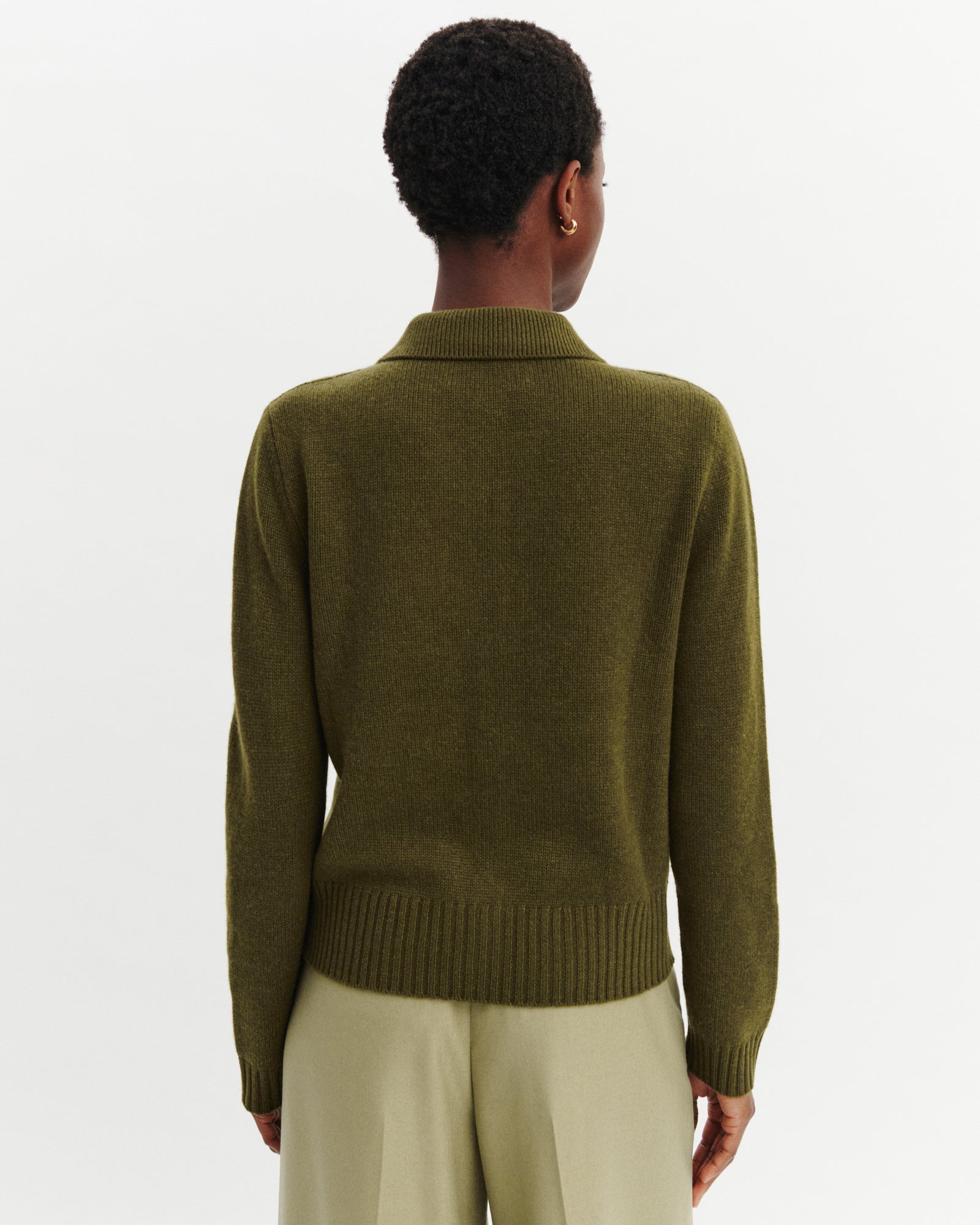 Cardigan col polo Lison-OLIVE-100% cachemire