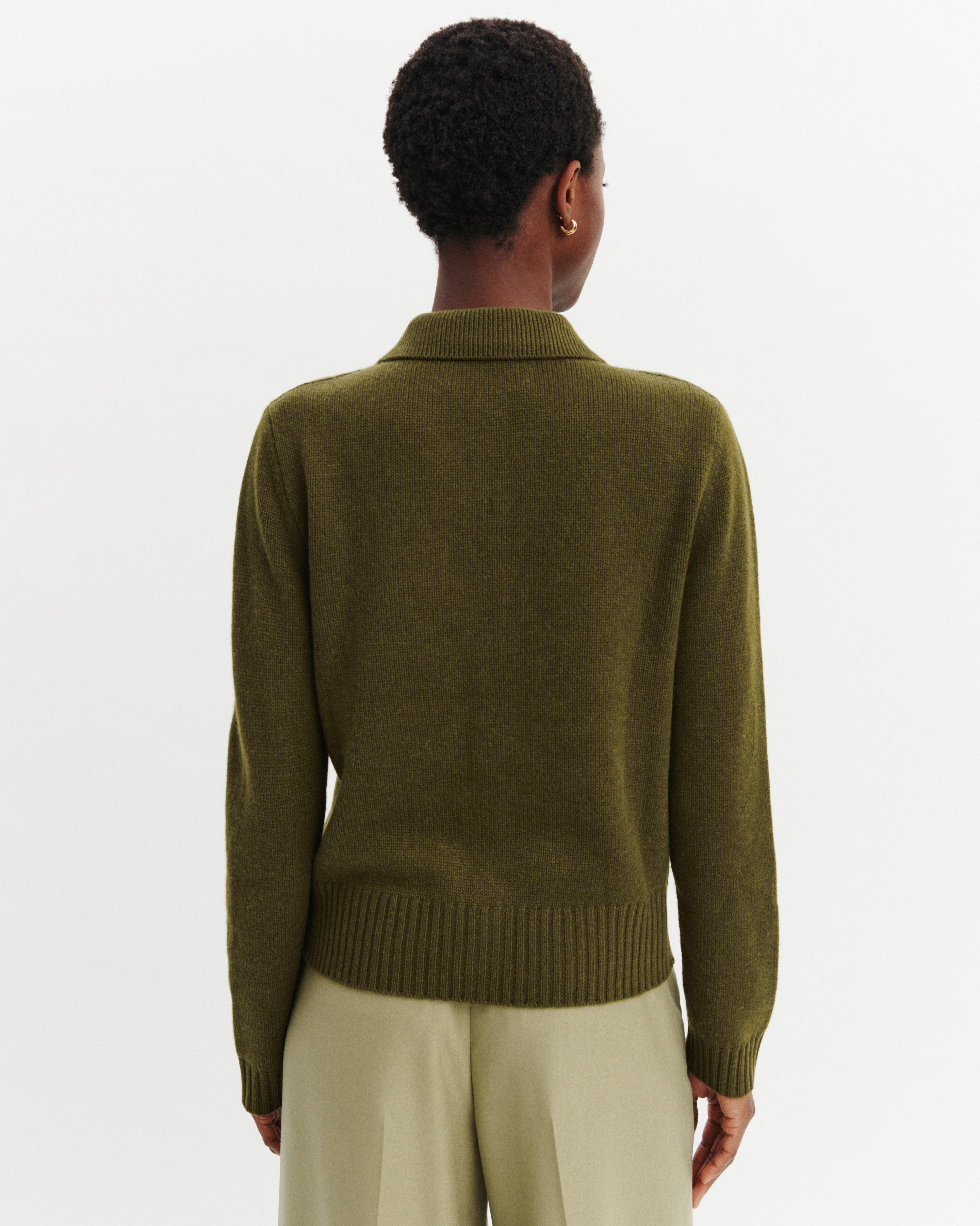 Cardigan col polo Lison-OLIVE-100% cachemire