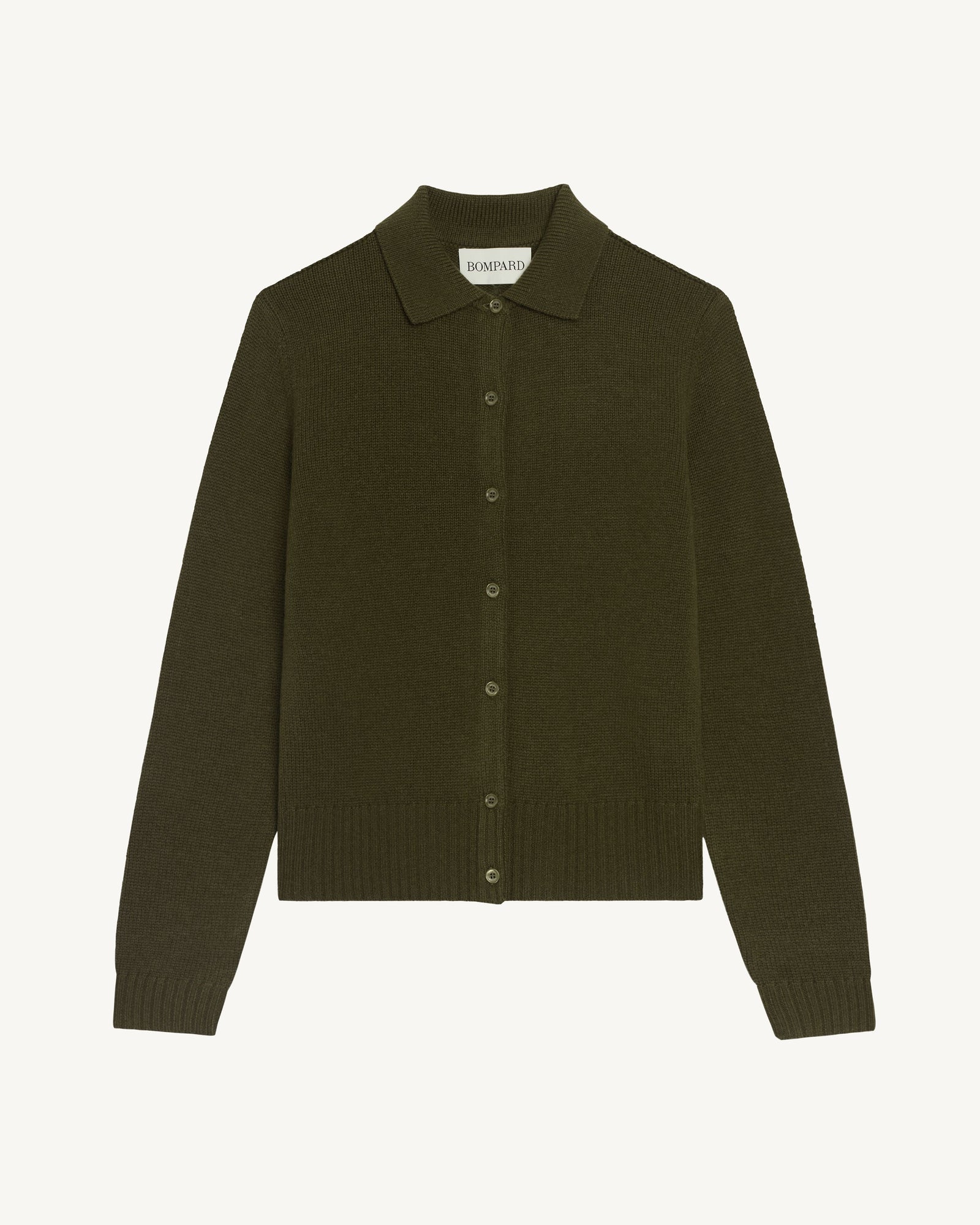 Cardigan col polo Lison-OLIVE-100% cachemire