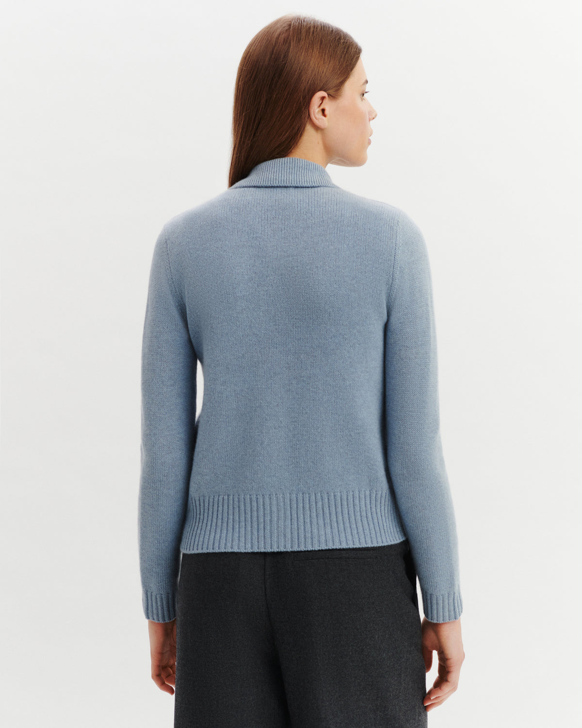 Cardigan col polo Lison-BLEU GLACIER-100% cachemire