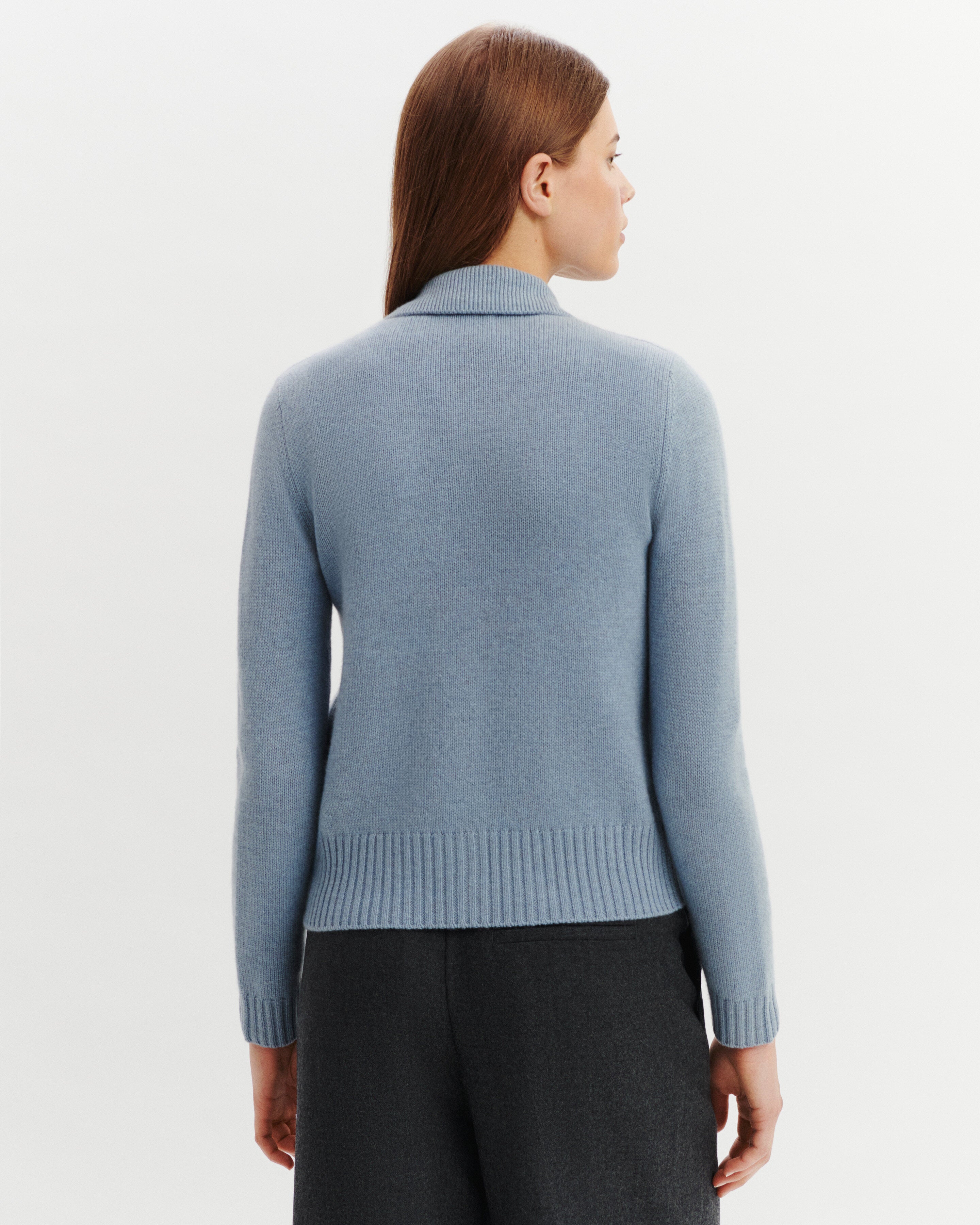 Cardigan col polo Lison-BLEU GLACIER-100% cachemire