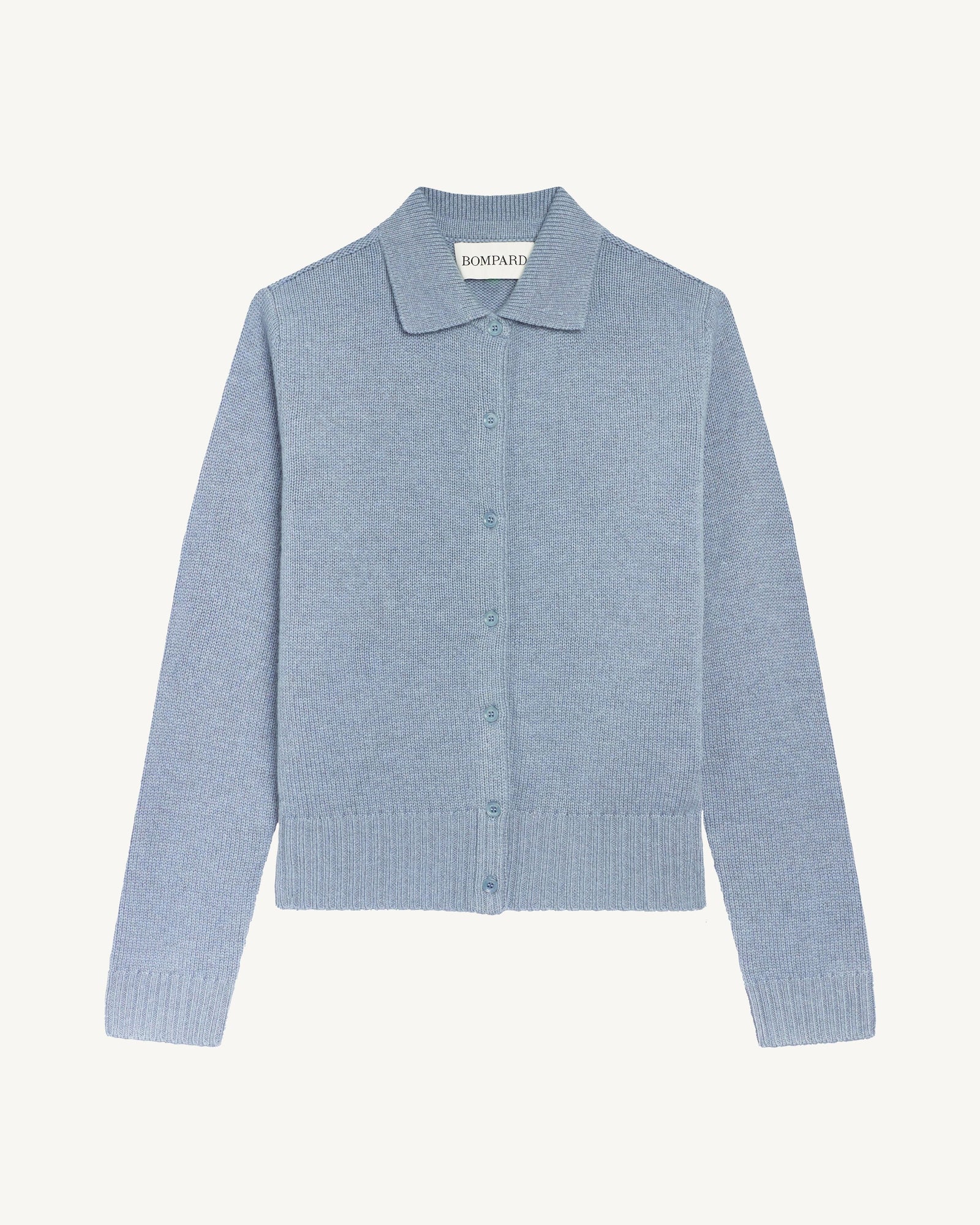 Cardigan col polo Lison-BLEU GLACIER-100% cachemire