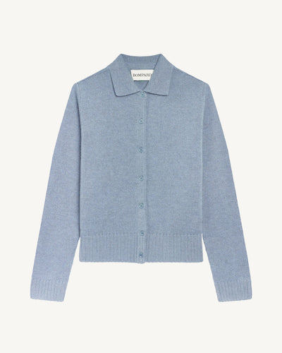 Cardigan col polo Lison-BLEU GLACIER-100% cachemire