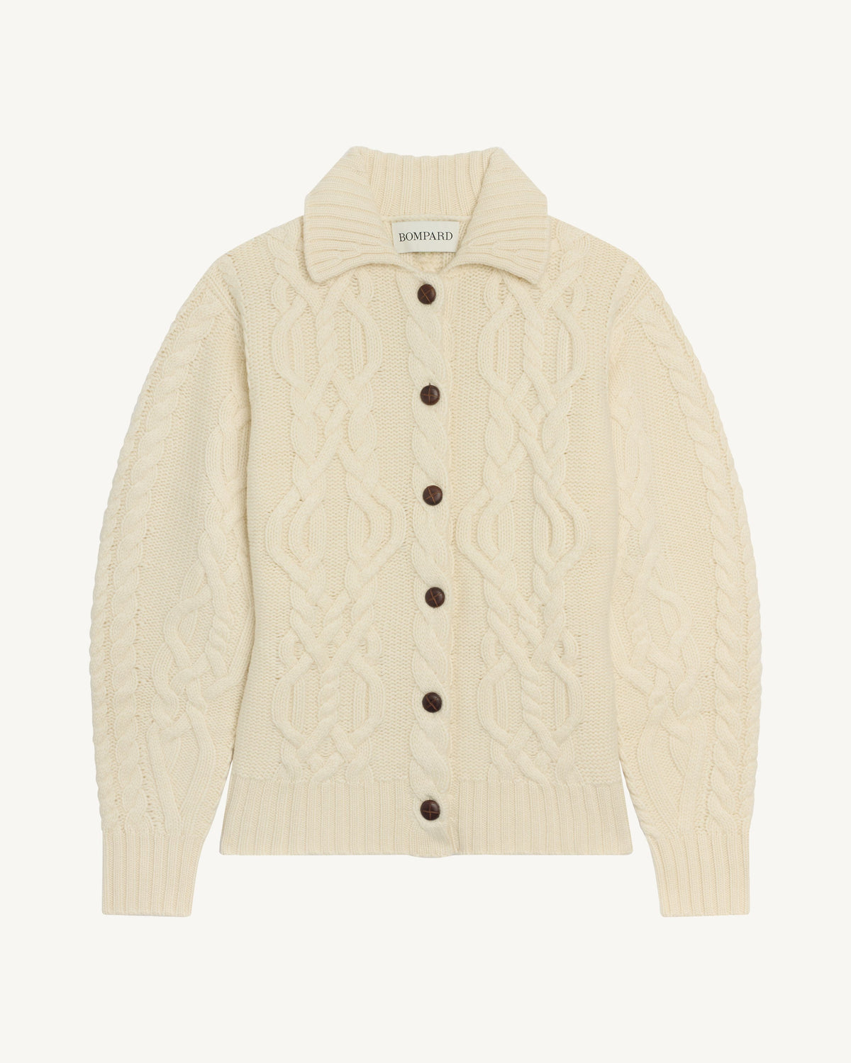 Veste cintrée à torsades-ECRU-100% cachemire