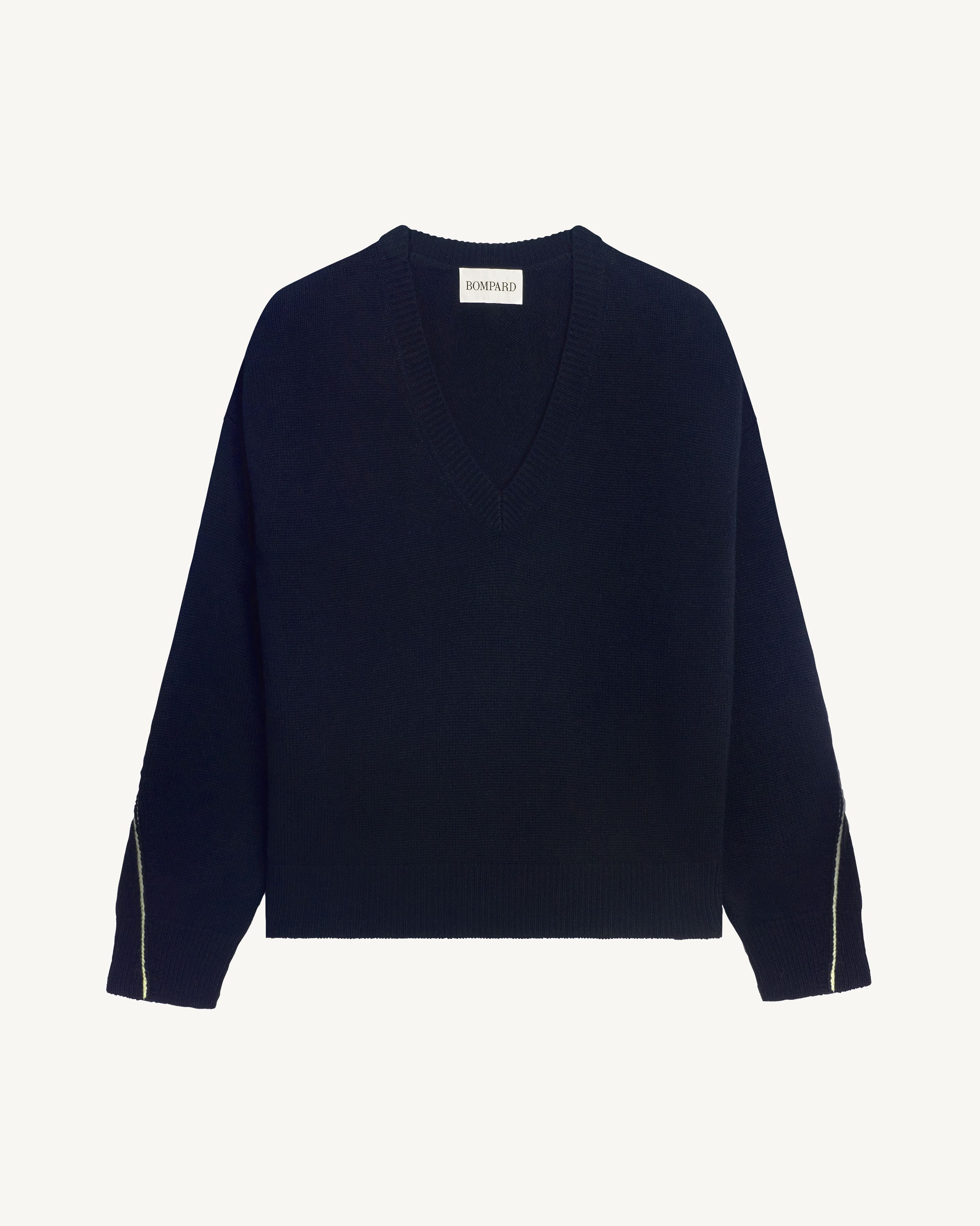 Pull col V Lily-MARINE/AVOINE-100% cachemire