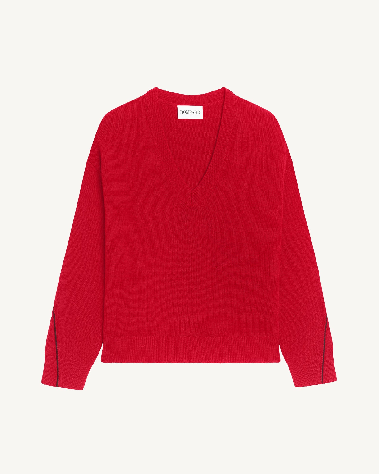 Pull col V Lily-ROUGE QUARANTE/GRENAT-100% cachemire