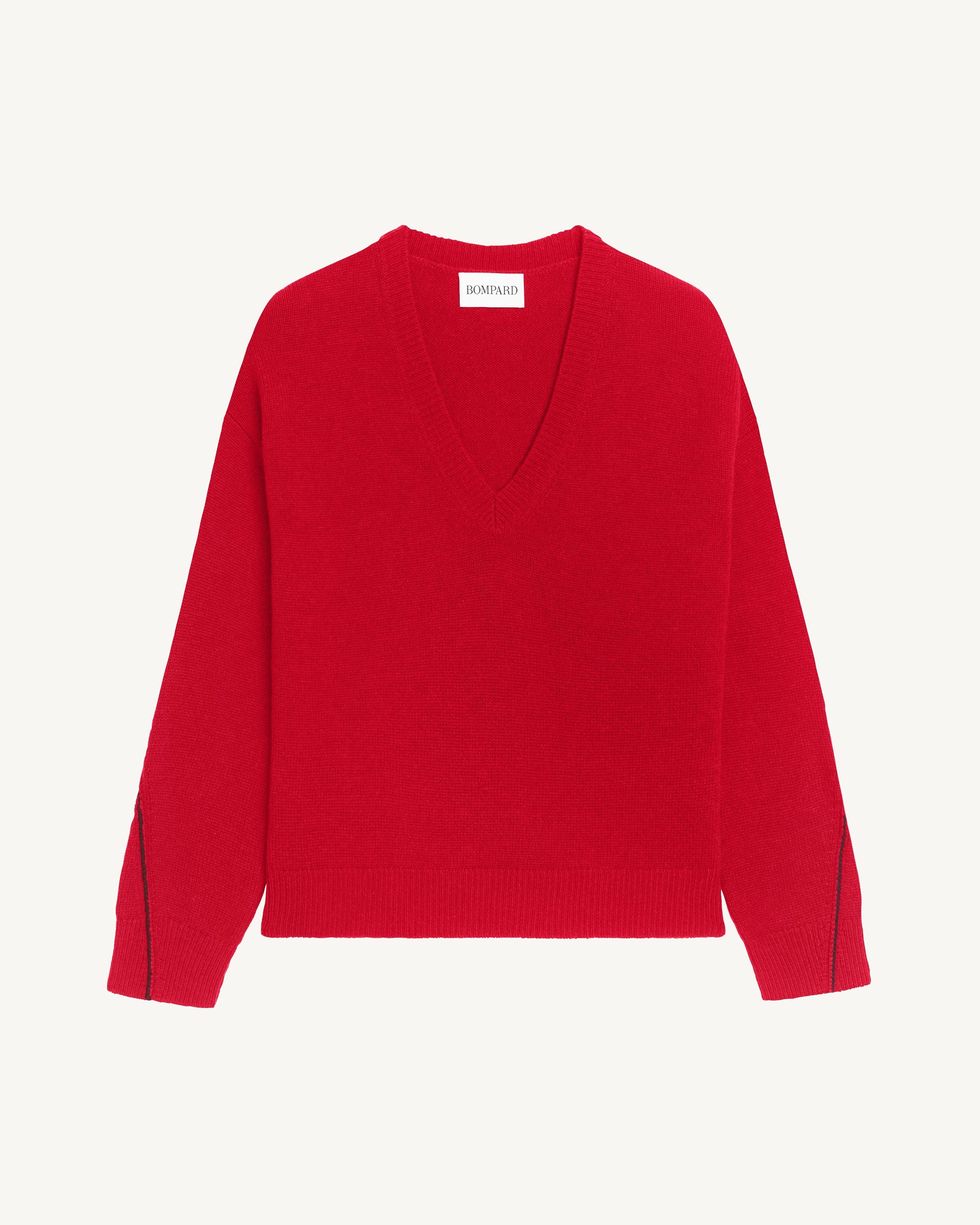 Pull col V Lily-ROUGE QUARANTE/GRENAT-100% cachemire