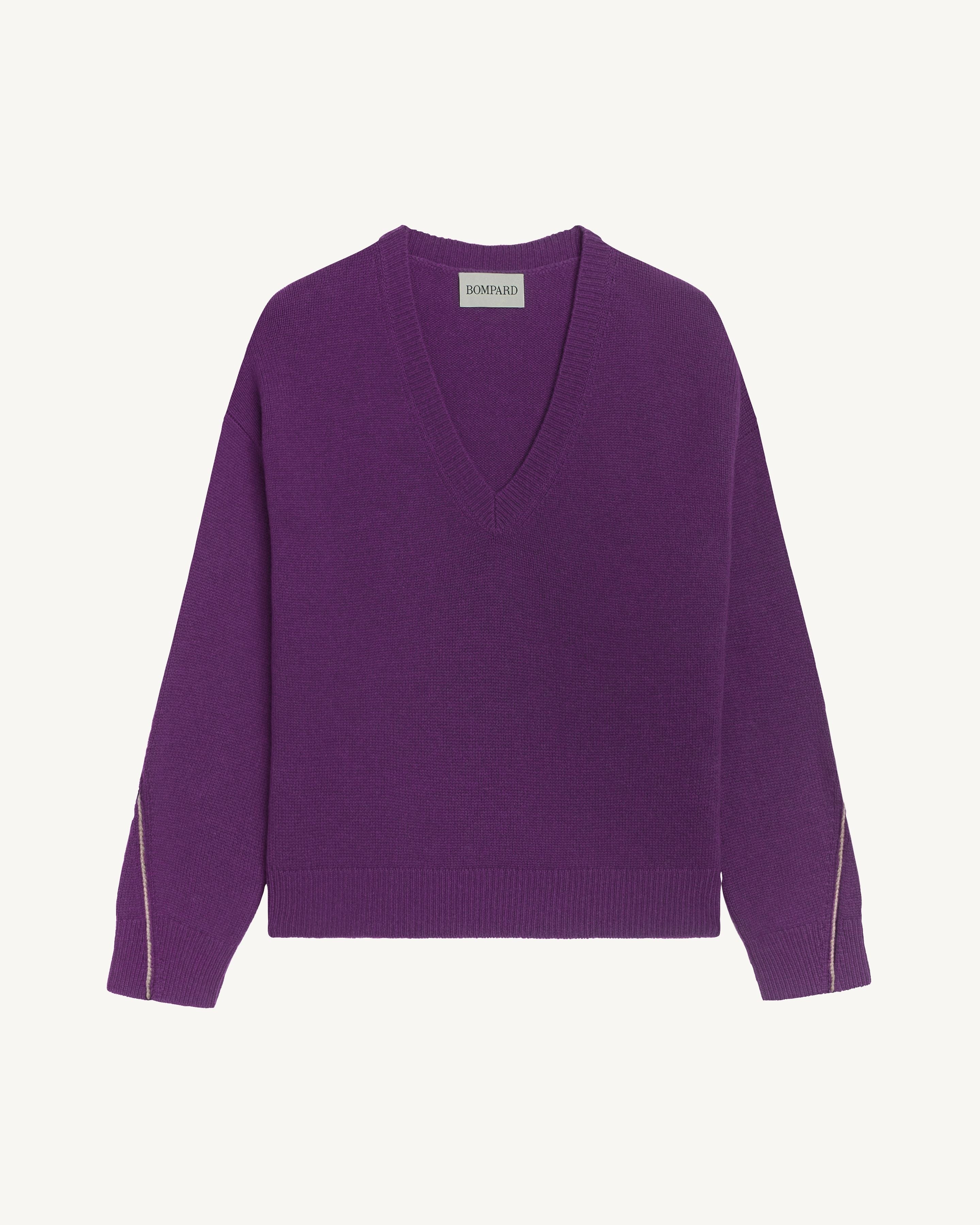 Pull col V Lily-CYCLAMEN/MILLET-100% cachemire