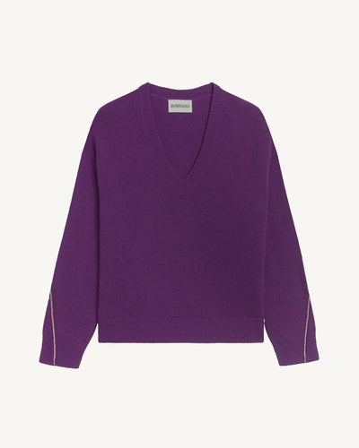 Pull col V Lily-CYCLAMEN/MILLET-100% cachemire