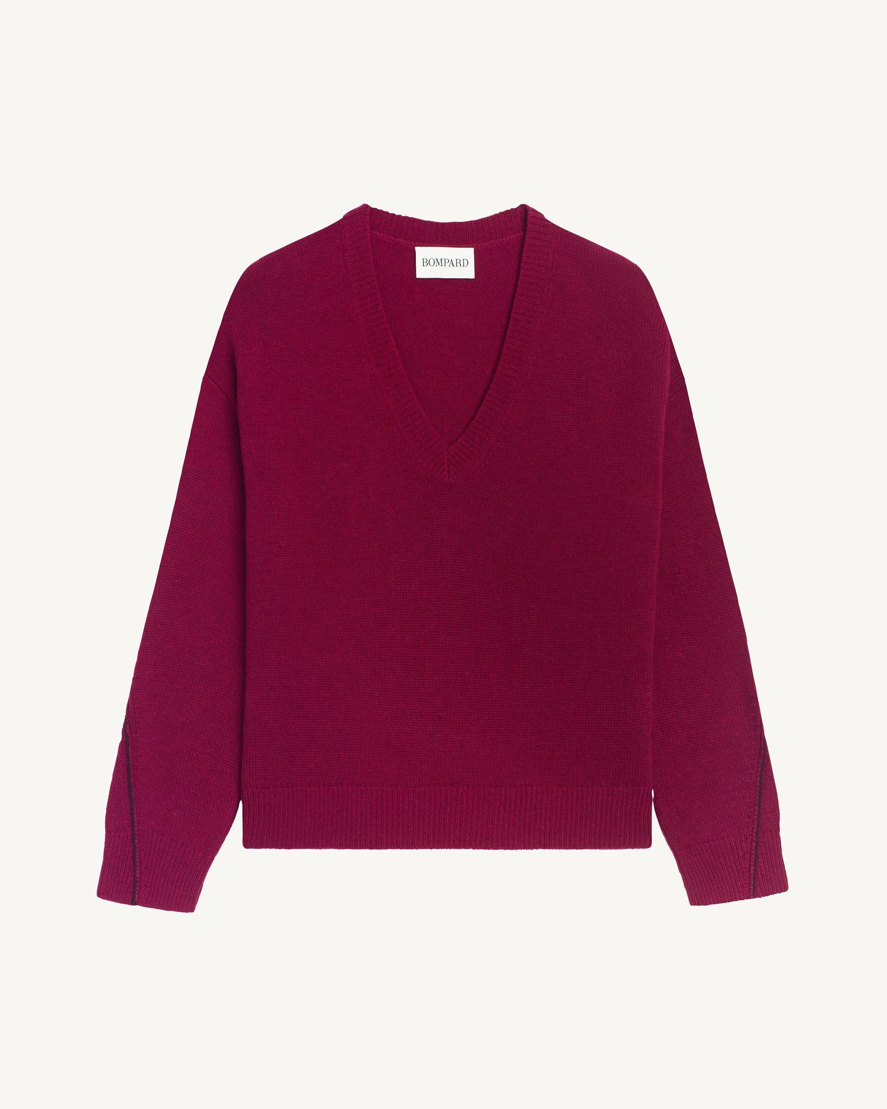 Pull col V Lily-POURPRE/GRENAT-100% cachemire