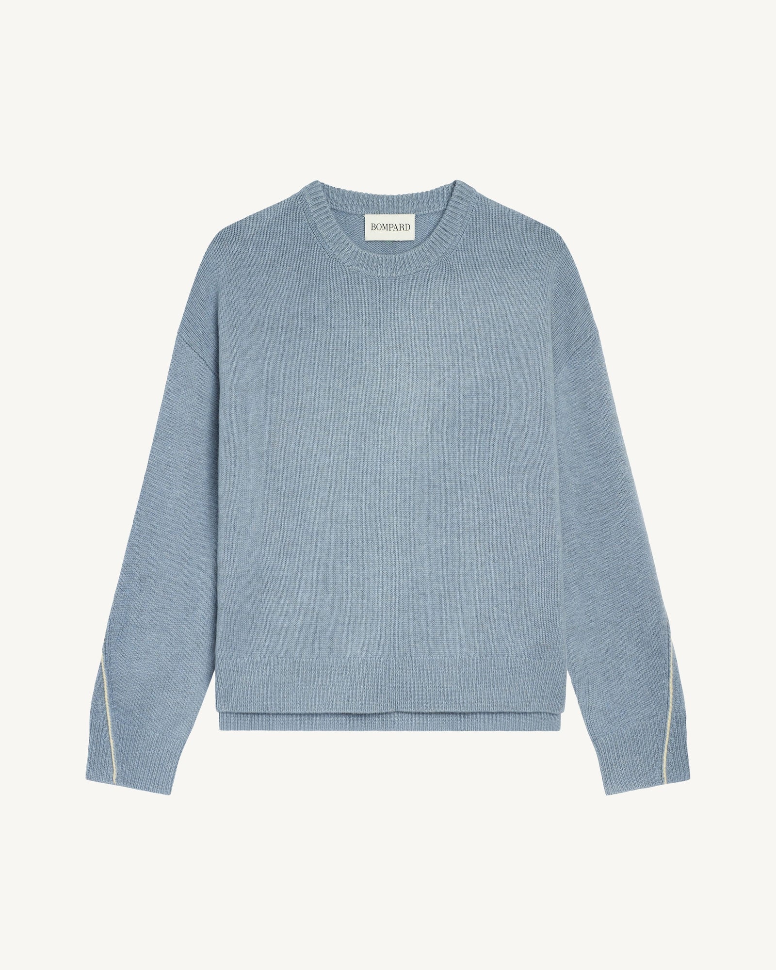 Pull col rond Léonie-BLEU GLACIER/AVOINE-100% cachemire