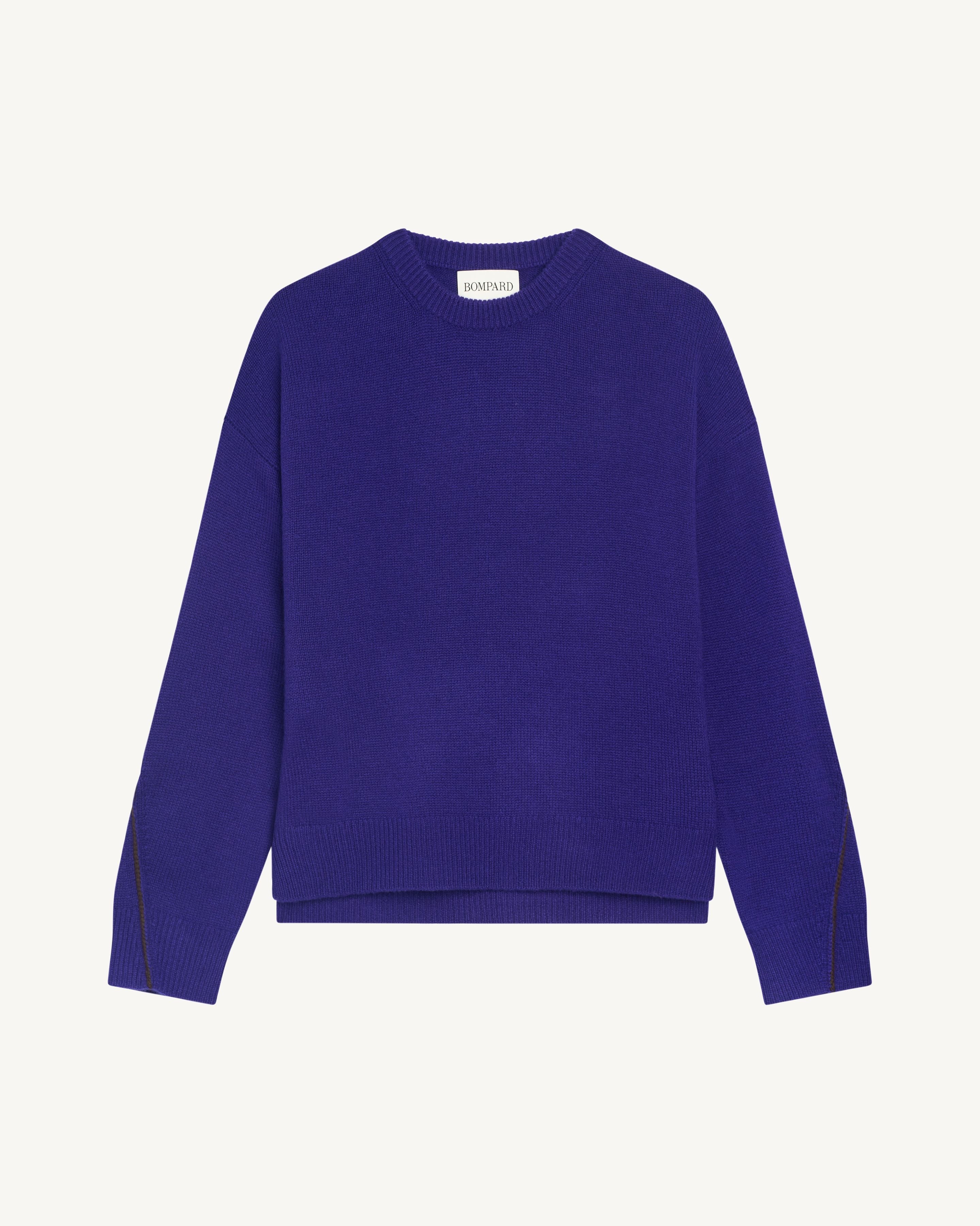 Pull col rond Léonie-ULTRAVIOLET/CHOCOLAT-100% cachemire