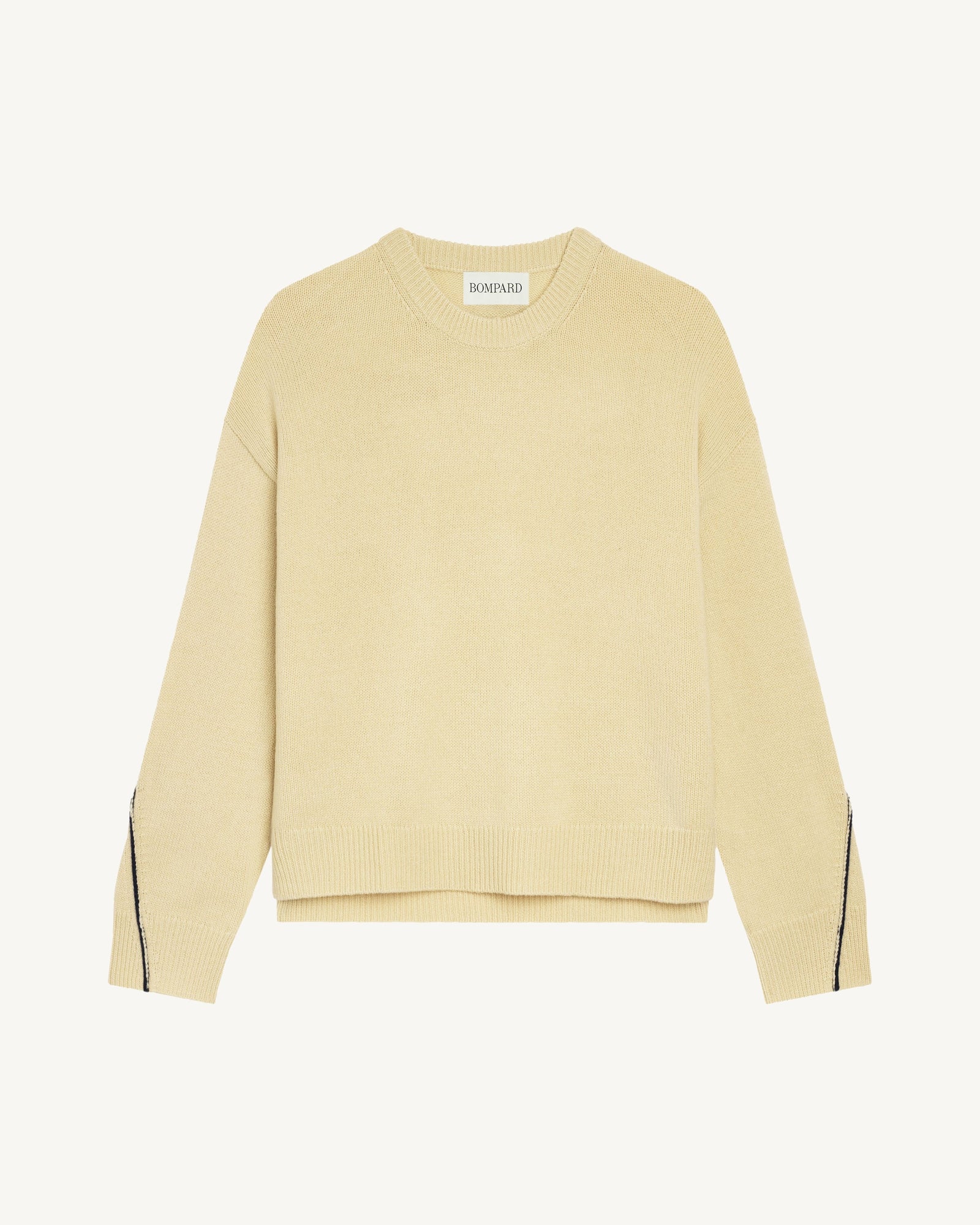 Pull col rond Léonie-ECRU VINTAGE/MARINE-100% cachemire