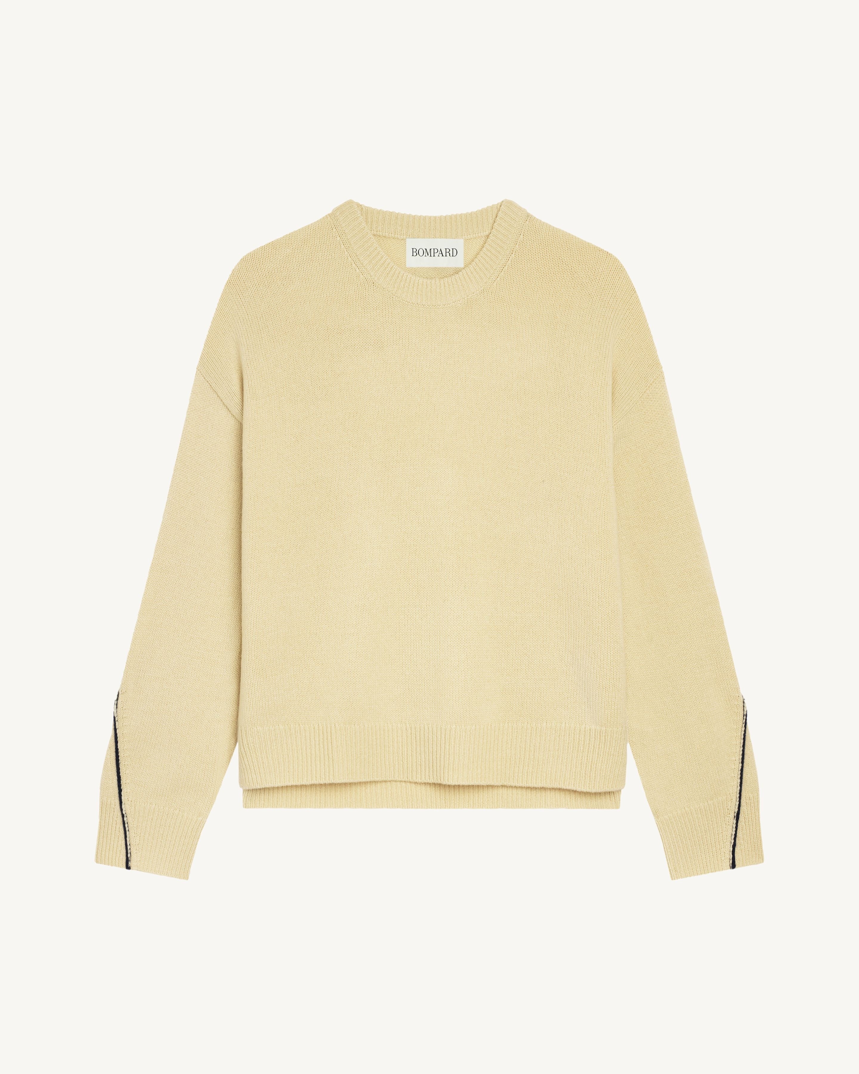 Pull col rond Léonie-ECRU VINTAGE/MARINE-100% cachemire