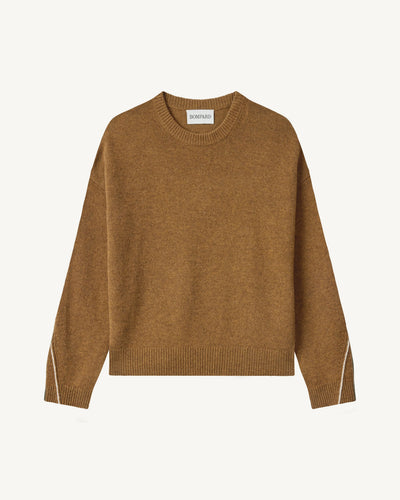 Pull col rond Léonie-NOISETTE/AVOINE-100% cachemire