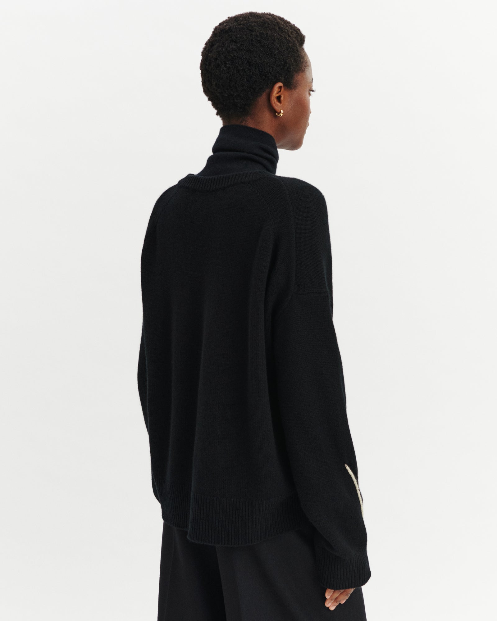 Pull col rond Léonie-NOIR/ECRU VINTAGE-100% cachemire