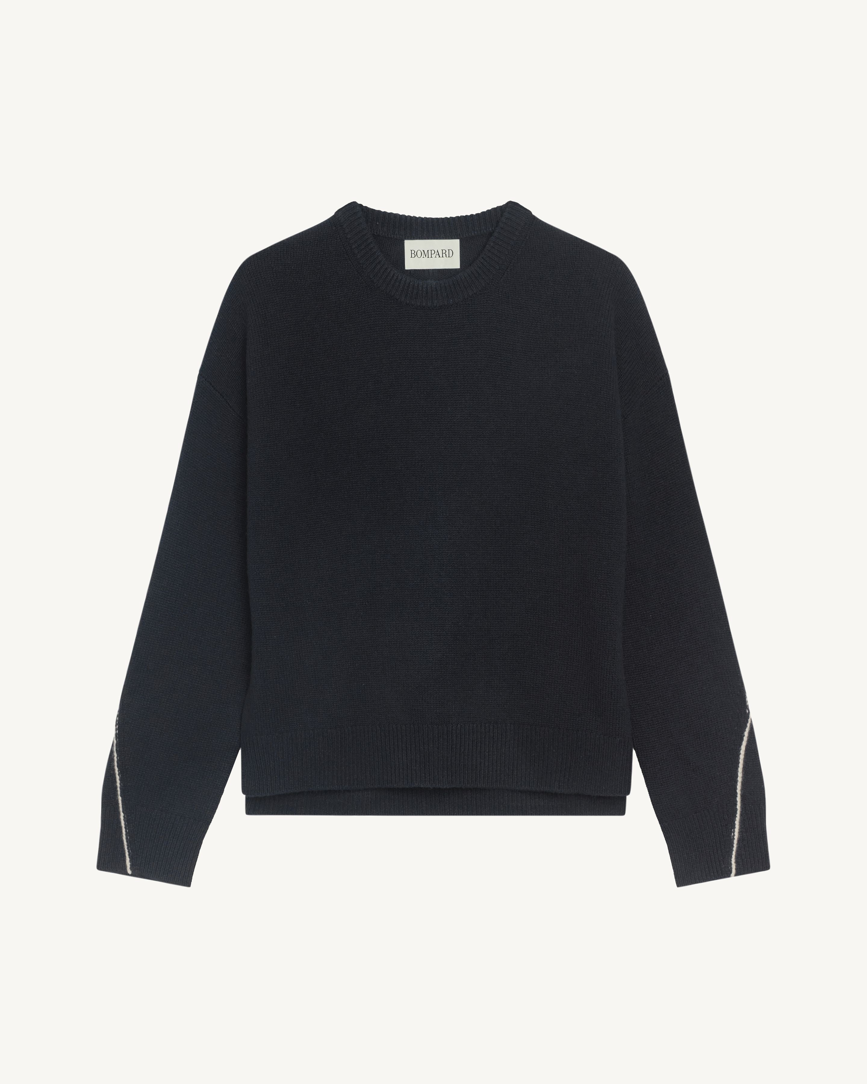 Pull col rond Léonie-NOIR/ECRU VINTAGE-100% cachemire