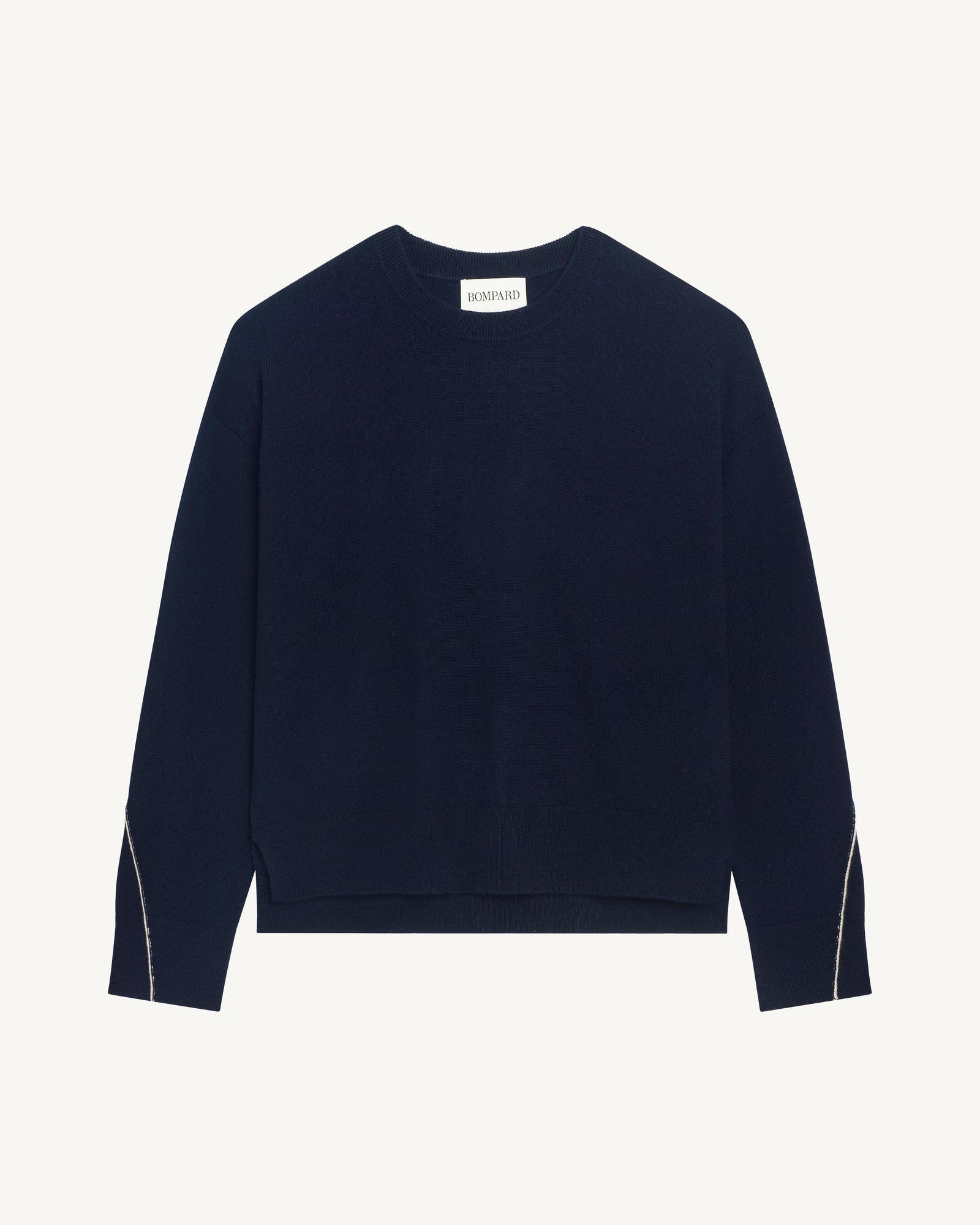 Pull col rond Célèste-MARINE/AVOINE-100% cachemire