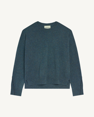 Pull col rond Célèste-BLEU GRANIT/CHARBON-100% cachemire