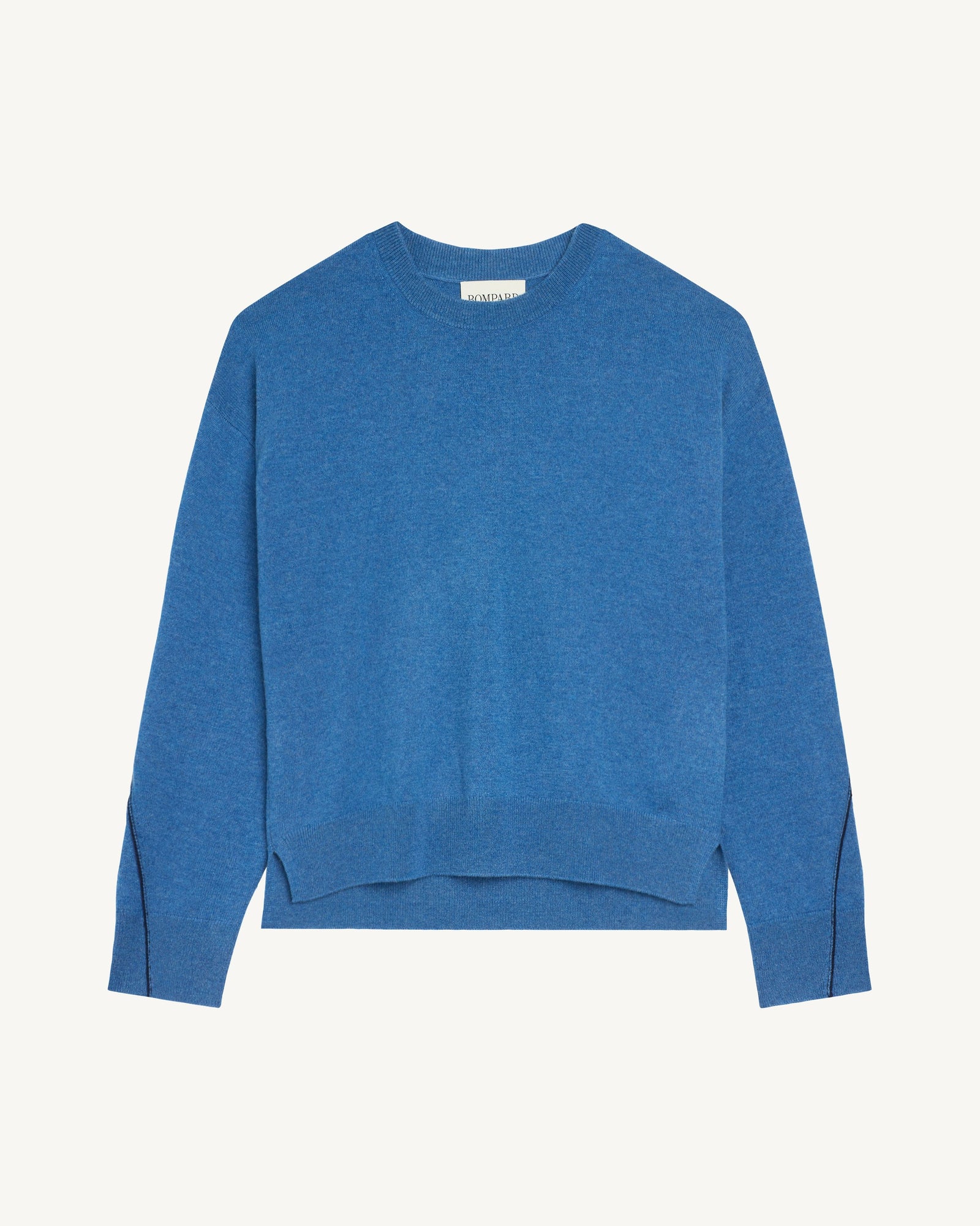 Pull col rond Célèste-BLEU DE DELFT/MARINE-100% cachemire