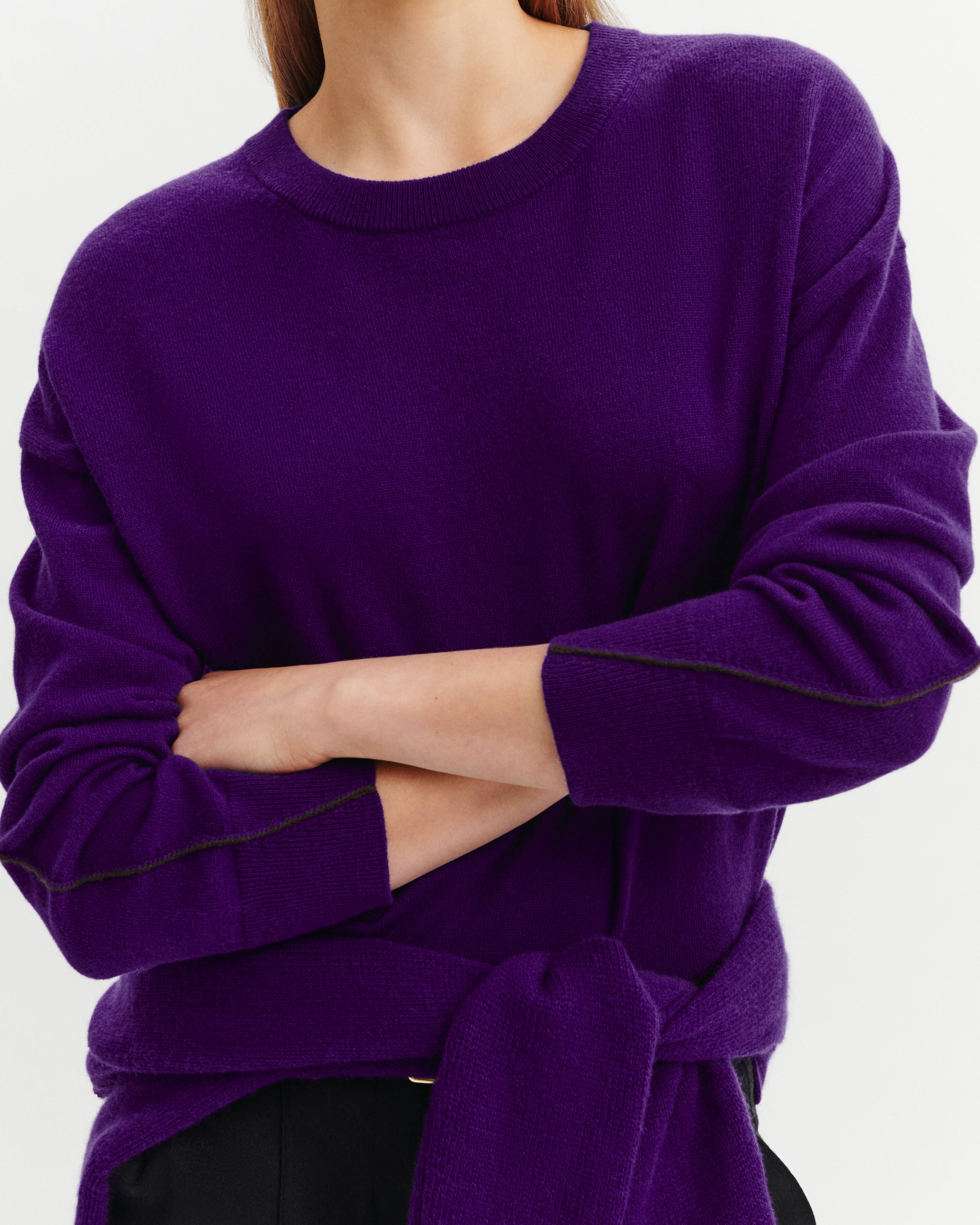 Pull col rond Célèste-ULTRAVIOLET/CHOCOLAT-100% cachemire