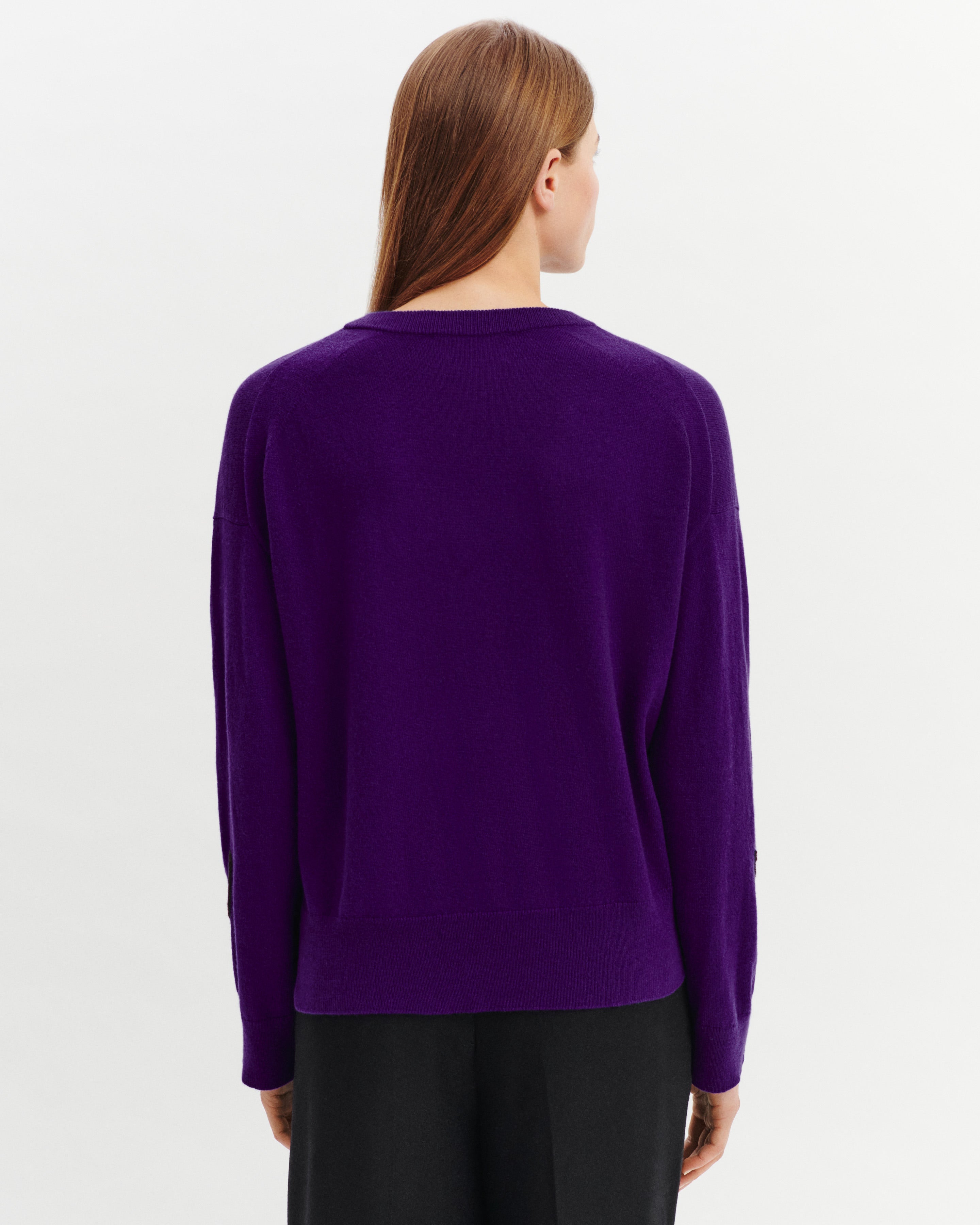 Pull col rond Célèste-ULTRAVIOLET/CHOCOLAT-100% cachemire