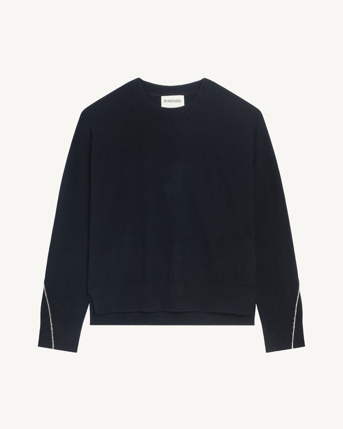 Pull col rond Célèste-NOIR/ECRU VINTAGE-100% cachemire