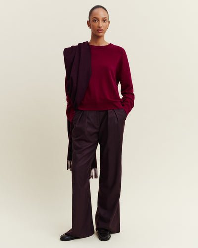 Pull col rond Célèste-POURPRE/GRENAT-100% cachemire