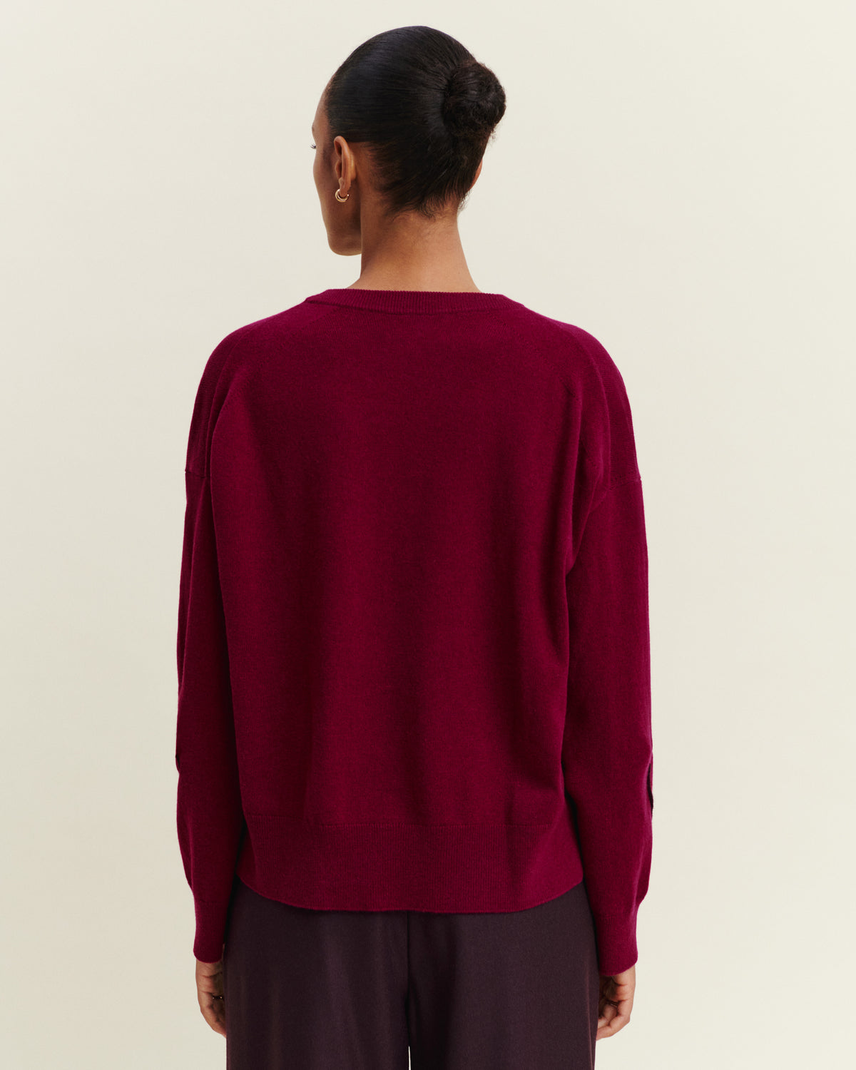 Pull col rond Célèste-POURPRE/GRENAT-100% cachemire