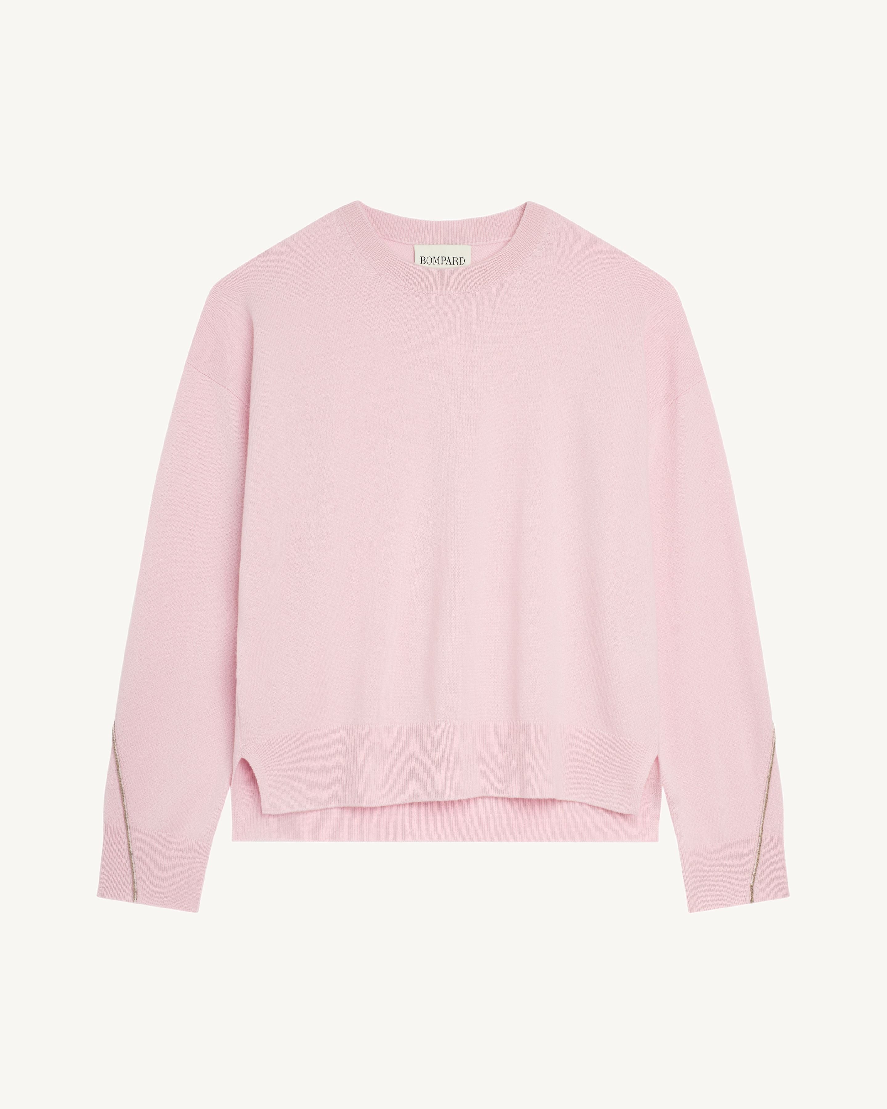 Pull col rond Célèste-ROSE QUARTZ/MILLET-100% cachemire